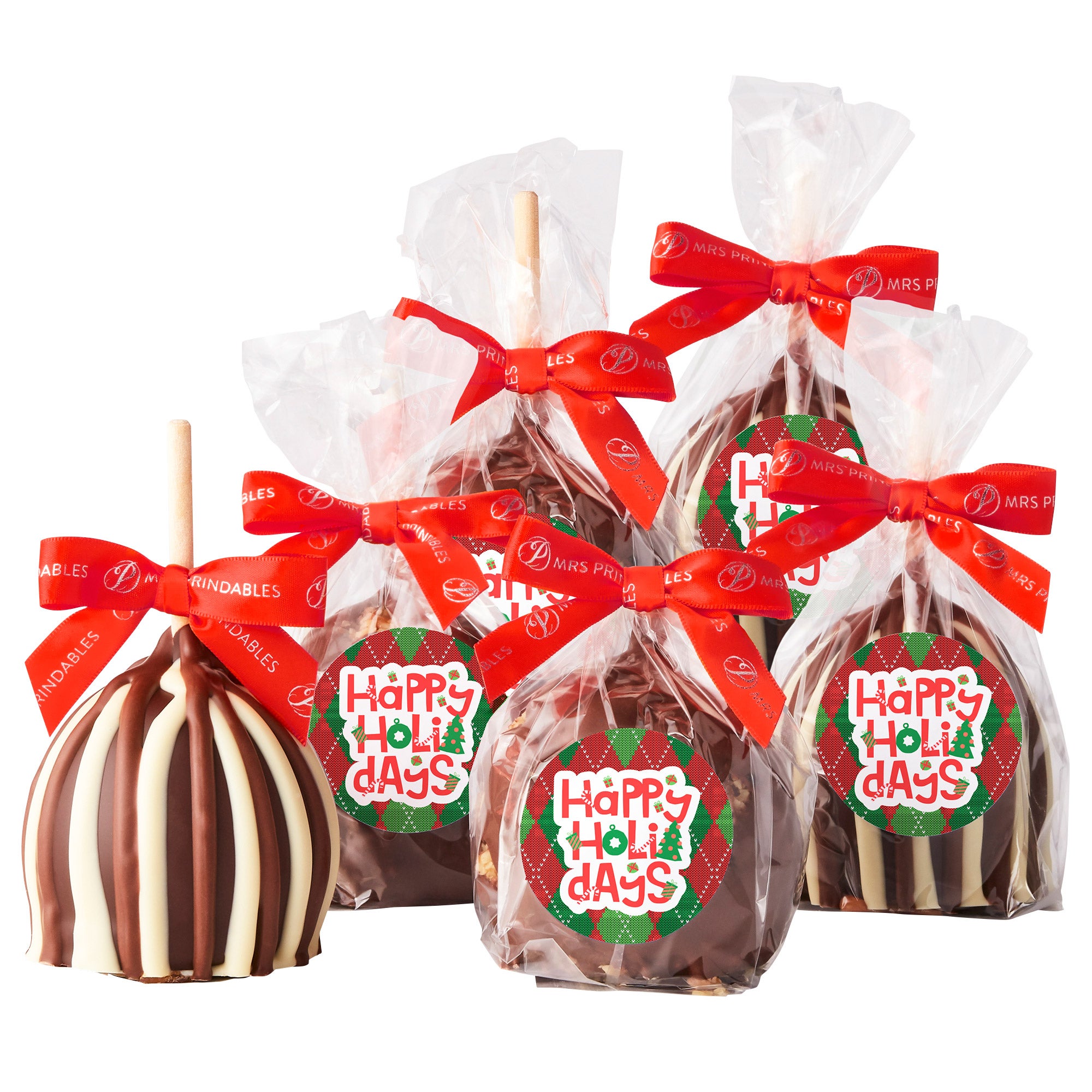 Mrs. Prindables Happy Holidays Caramel Apples, 6-count