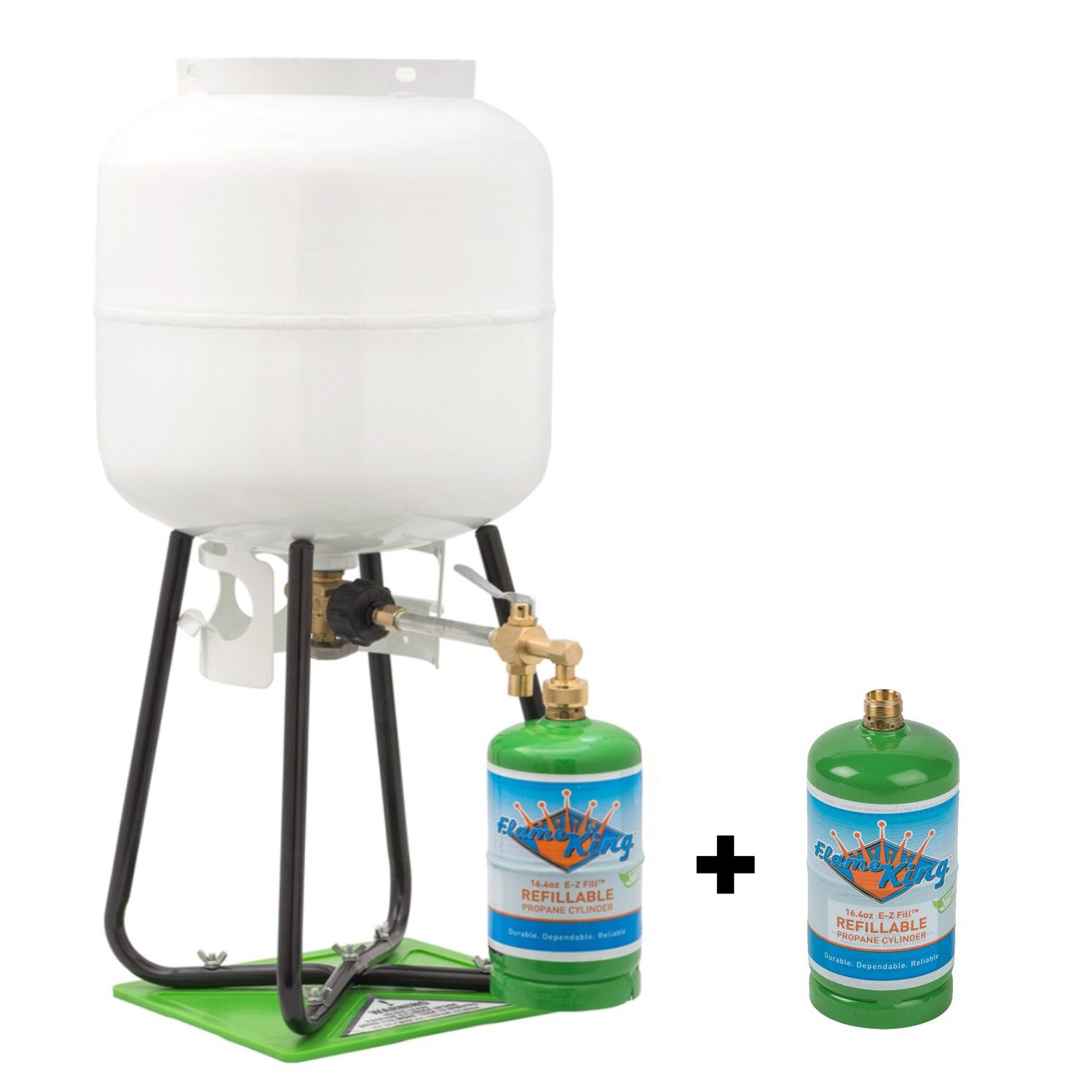 Flame King Refillable 1Lb. Empty Propane Cylinder Tank 16.4 Oz, 2 Pack - With Refill Kit
