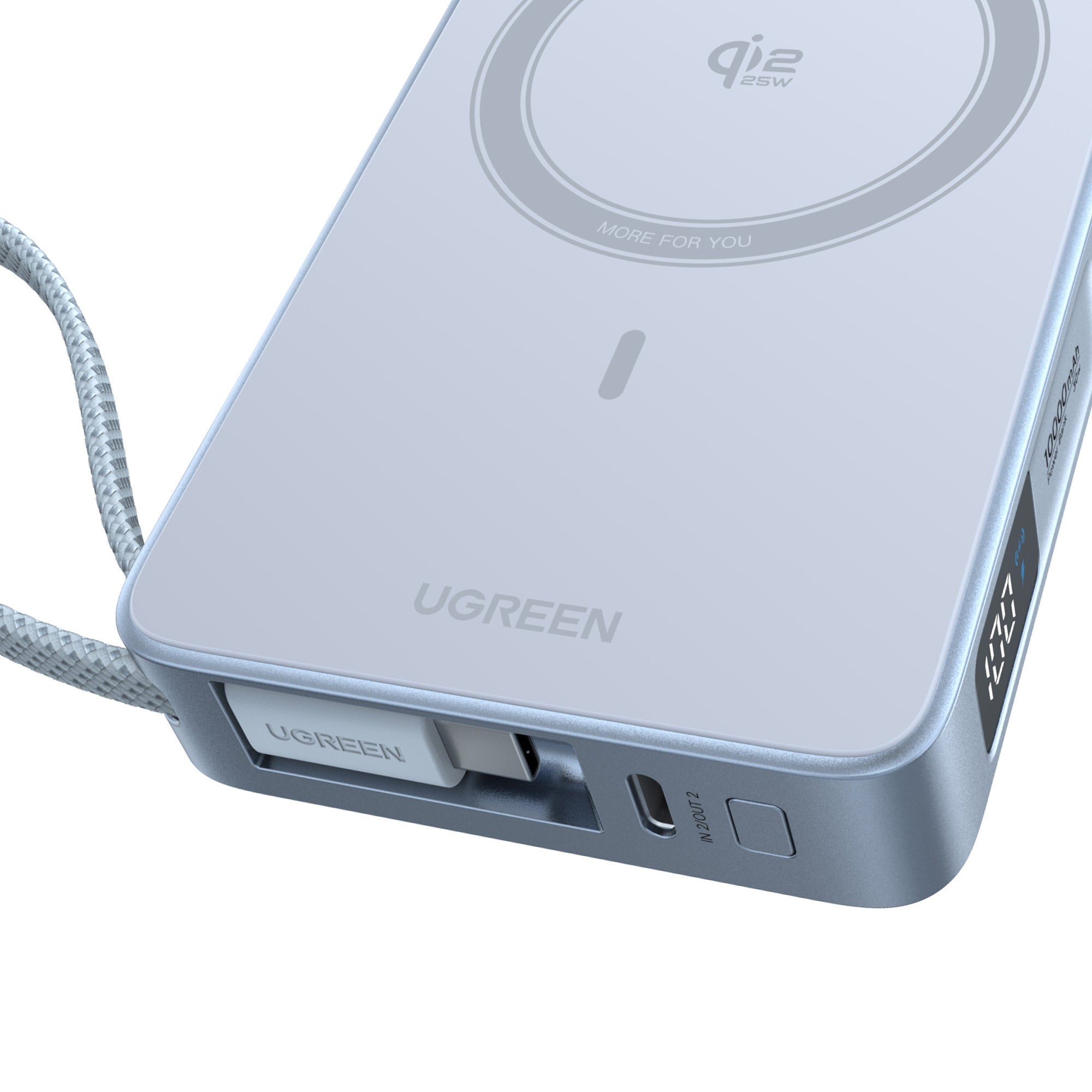 UGREEN 10,000mAh Qi2 25W Magnetic Power Bank with Built-in Cable, 2-pack