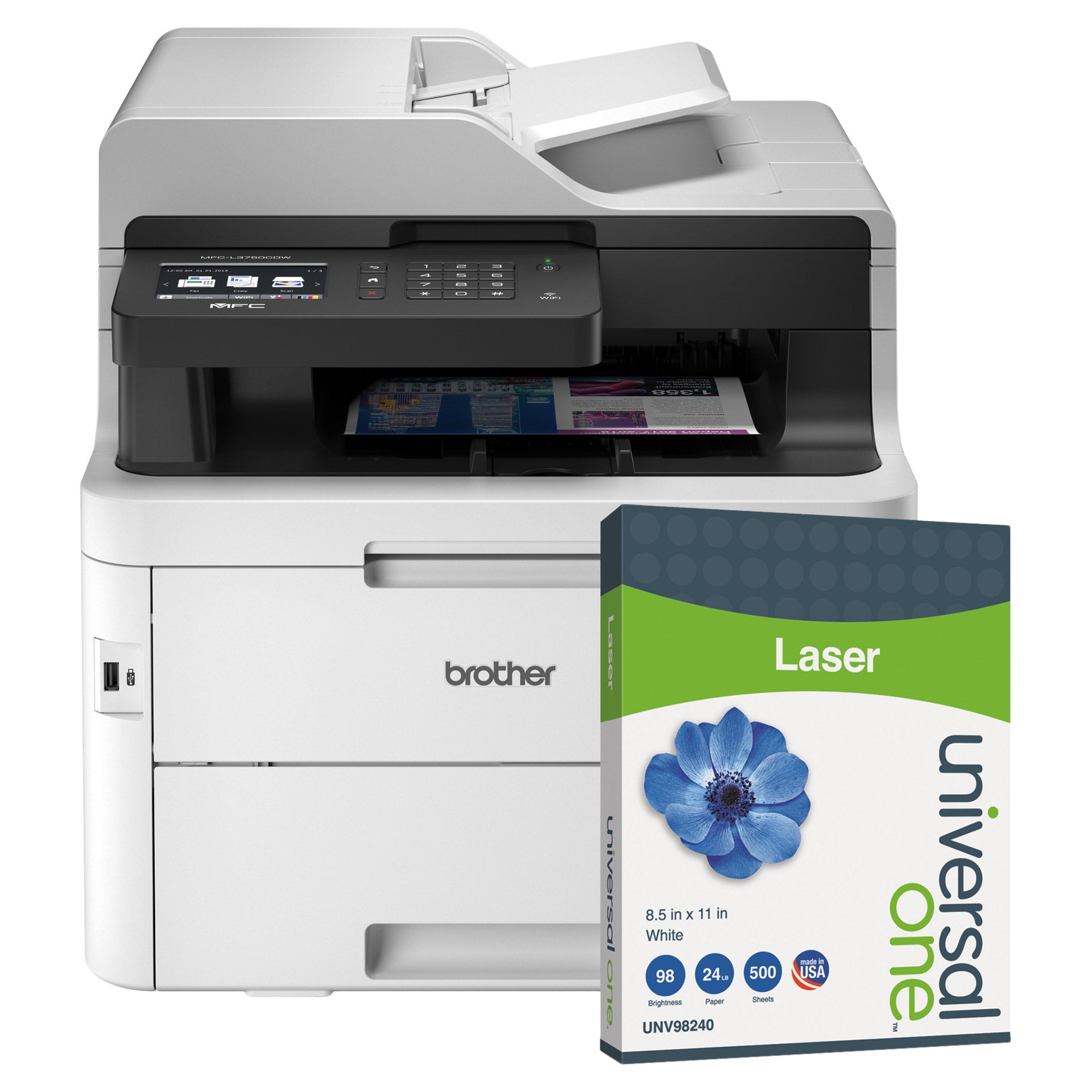 Brother MFC-L3750CDWB Color Laser All-In-One Printer with Bonus Ream of Paper