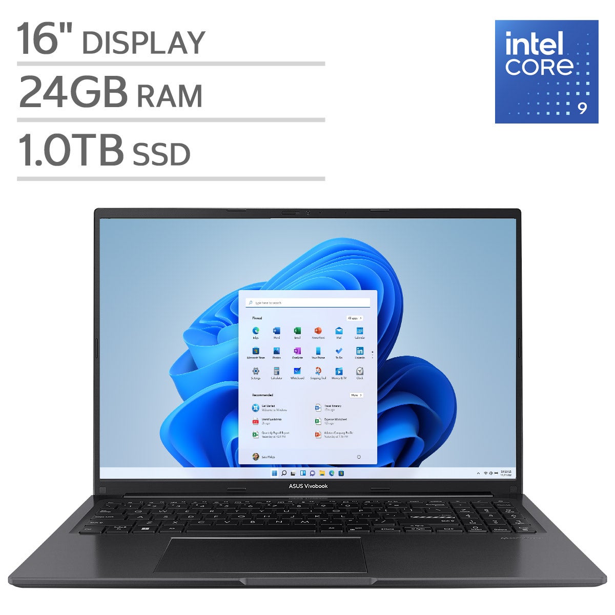 ASUS Vivobook 16" OLED Laptop - Intel Core 9 Series 2 Processor - 2K (1920 x 1200) - 24GB RAM - 1TB SSD - Windows 11 Home.