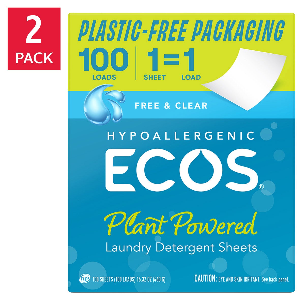 ECOS Laundry Detergent Sheets Free & Clear, 200 Loads, 200 Sheets