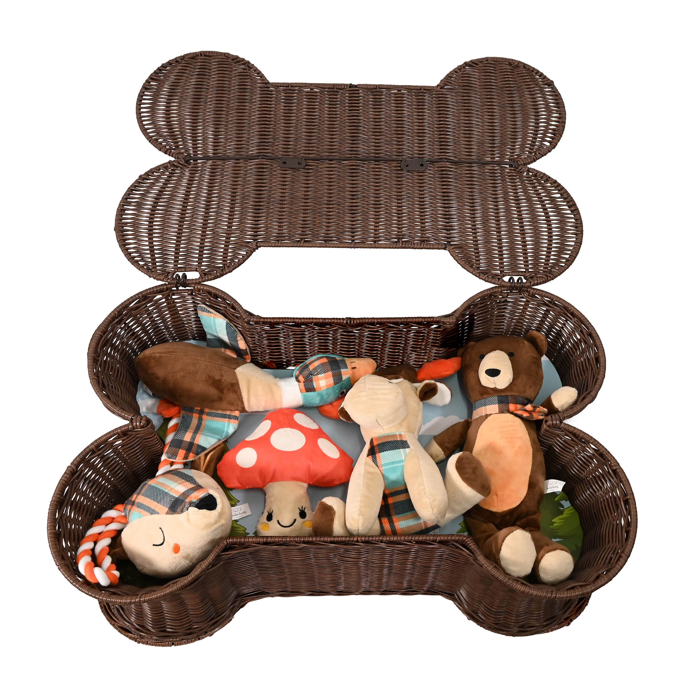 Buddy Buddy 6-piece Woodland Dog Toy and Bone Basket Storage Set