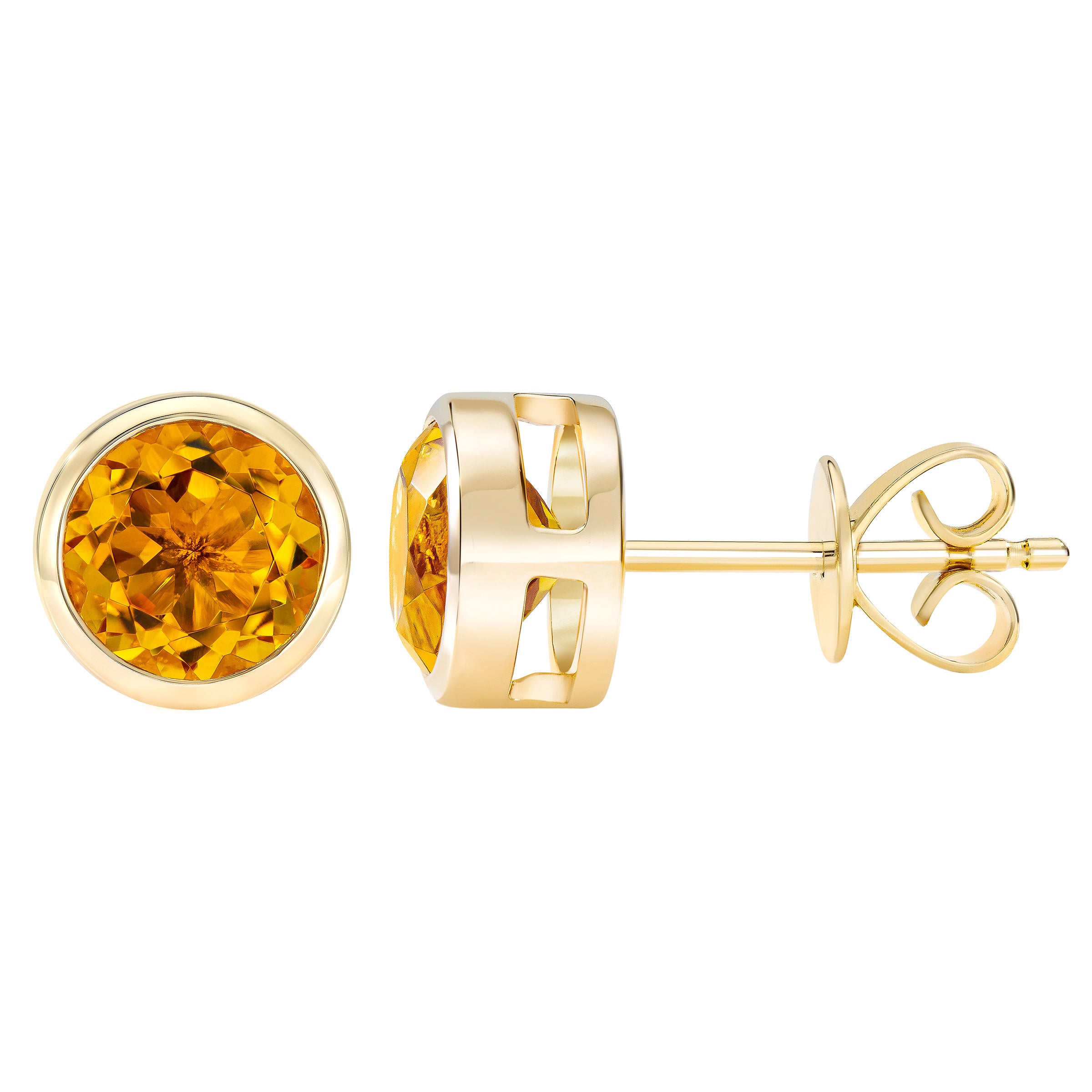 Gemstone 14kt Gold Bezel Stud Earrings