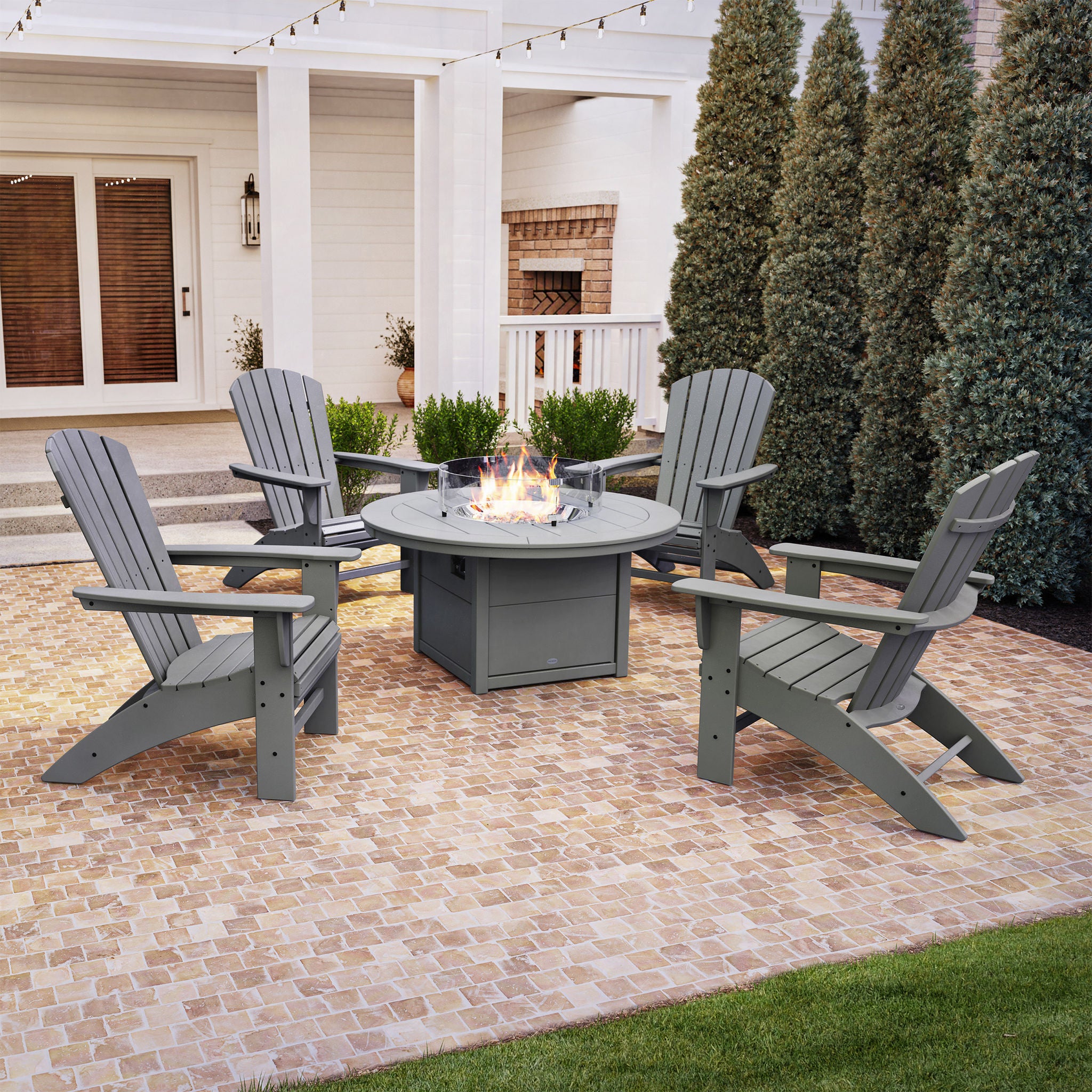Portside 5-piece Outdoor Patio Shellback Fire Chat Set