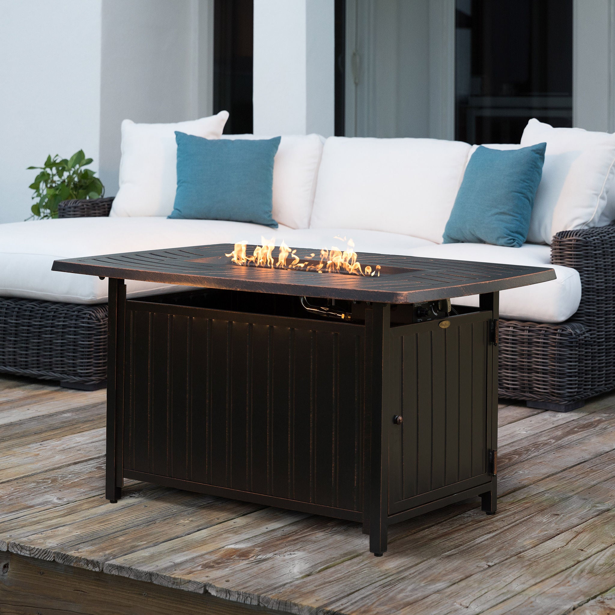 Bravos Rectangle Aluminum Gas Fire Pit
