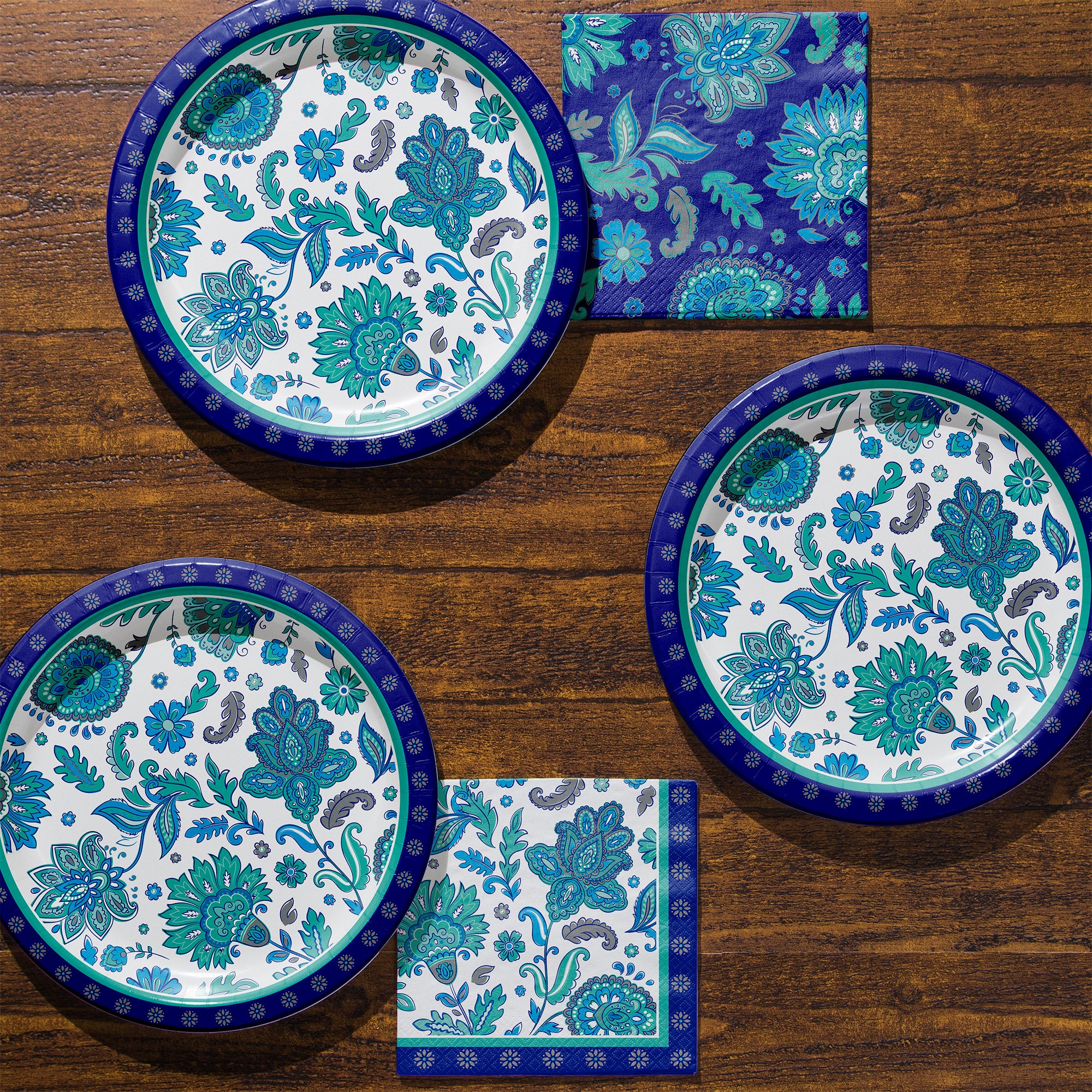 Artstyle Paper Plate & Napkin Bundle, Elegant Floral, 200-count