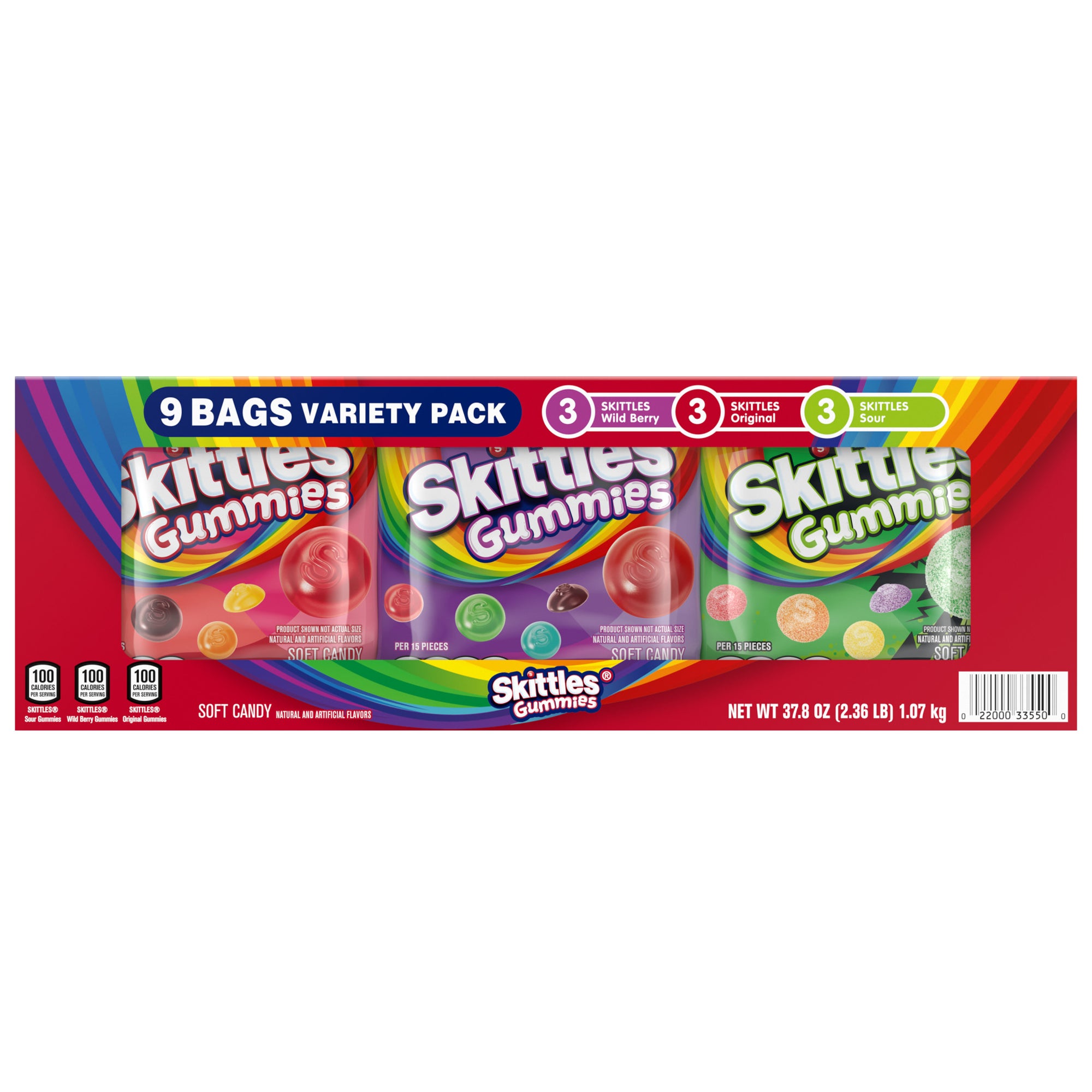 Skittles Gummies, Variety Pack, 4.2 oz, 9-count