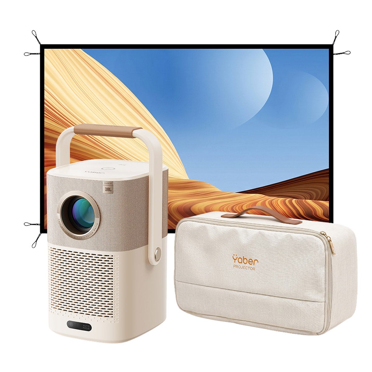 Yaber T2 Plus GTV 1080p Portable Projector with 100" Projector Screen and Case Bundle