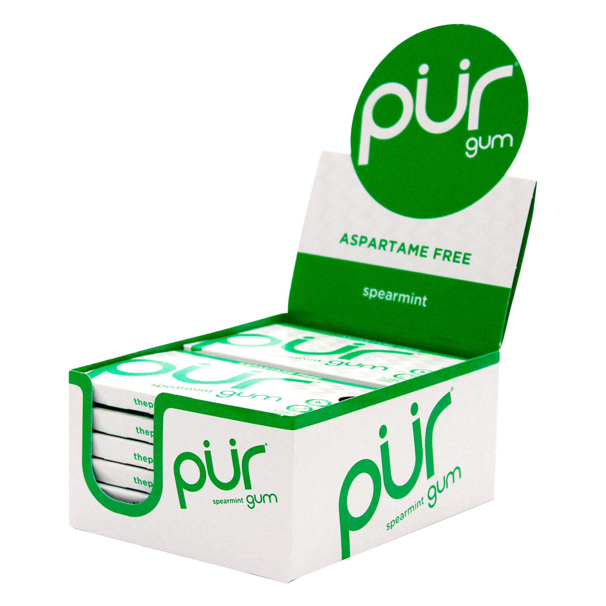PUR Sugar Free Gum, Spearmint, 9-Pieces, 12-Count