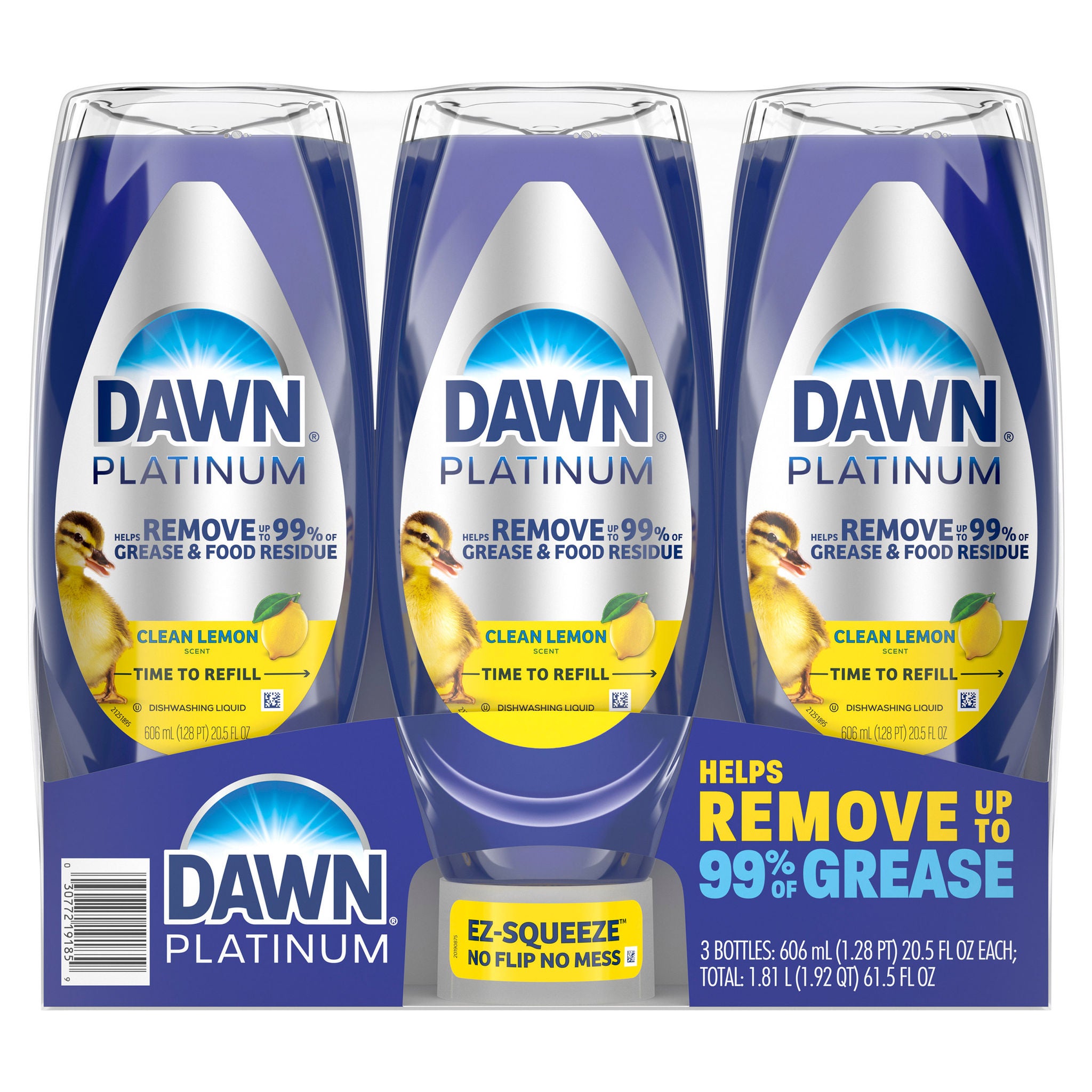 Dawn Platinum Dish Soap, Clean Lemon, 20.5 fl oz, 3-count