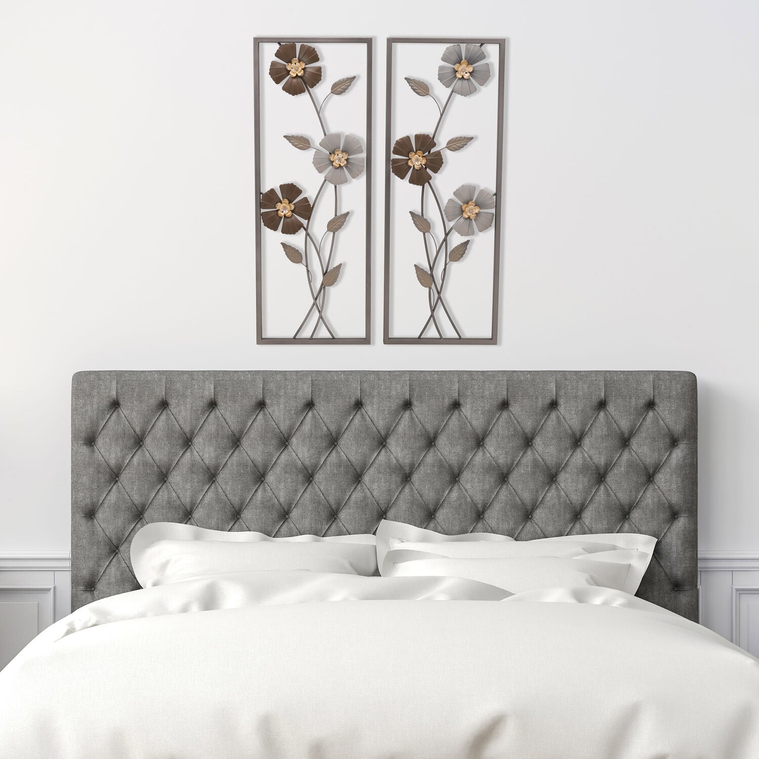 Elements Set of 2 Metal Floral Wall Décor Panels