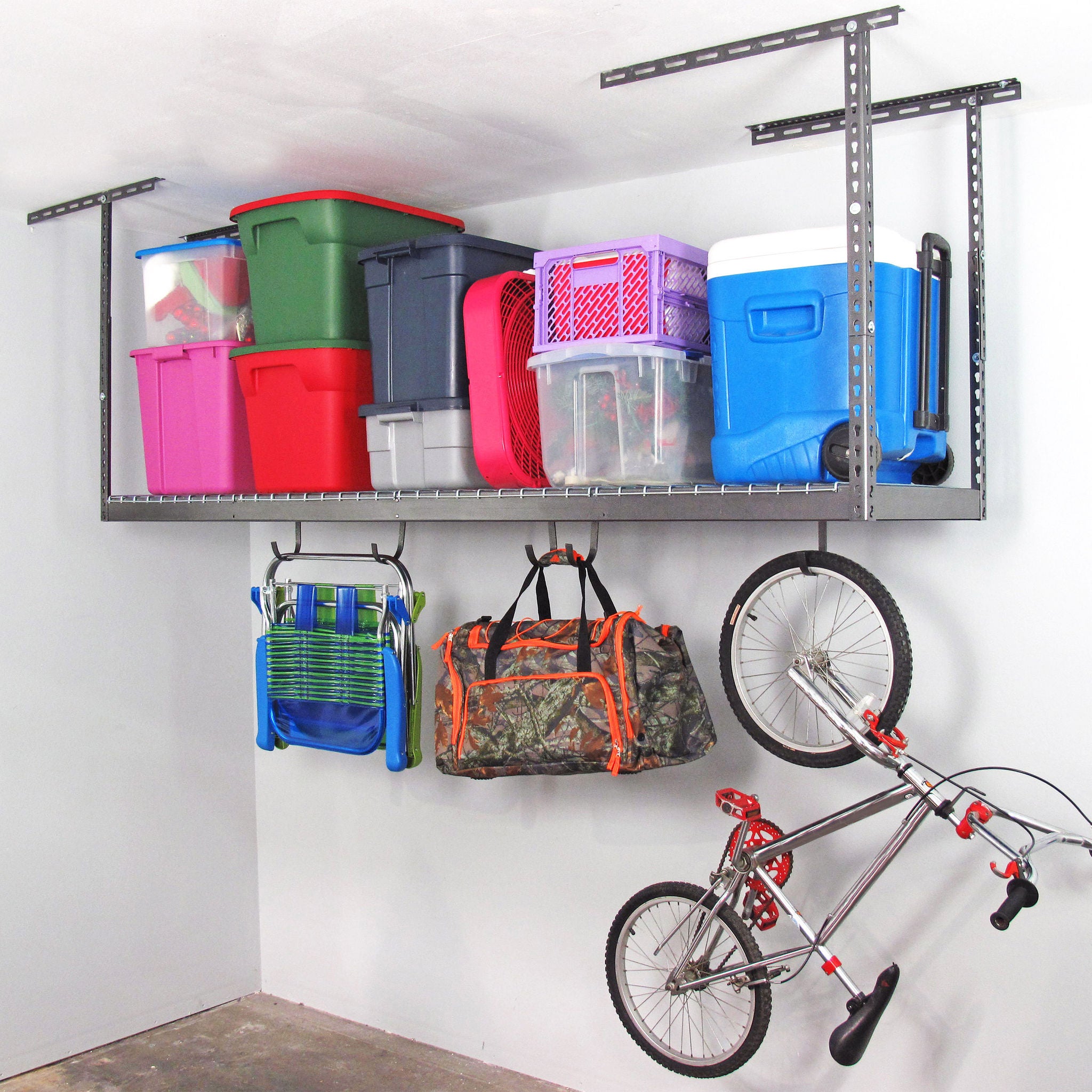 SafeRacks 2 ft x 8 ft Overhead Garage Storage Rack and Accessories Kit