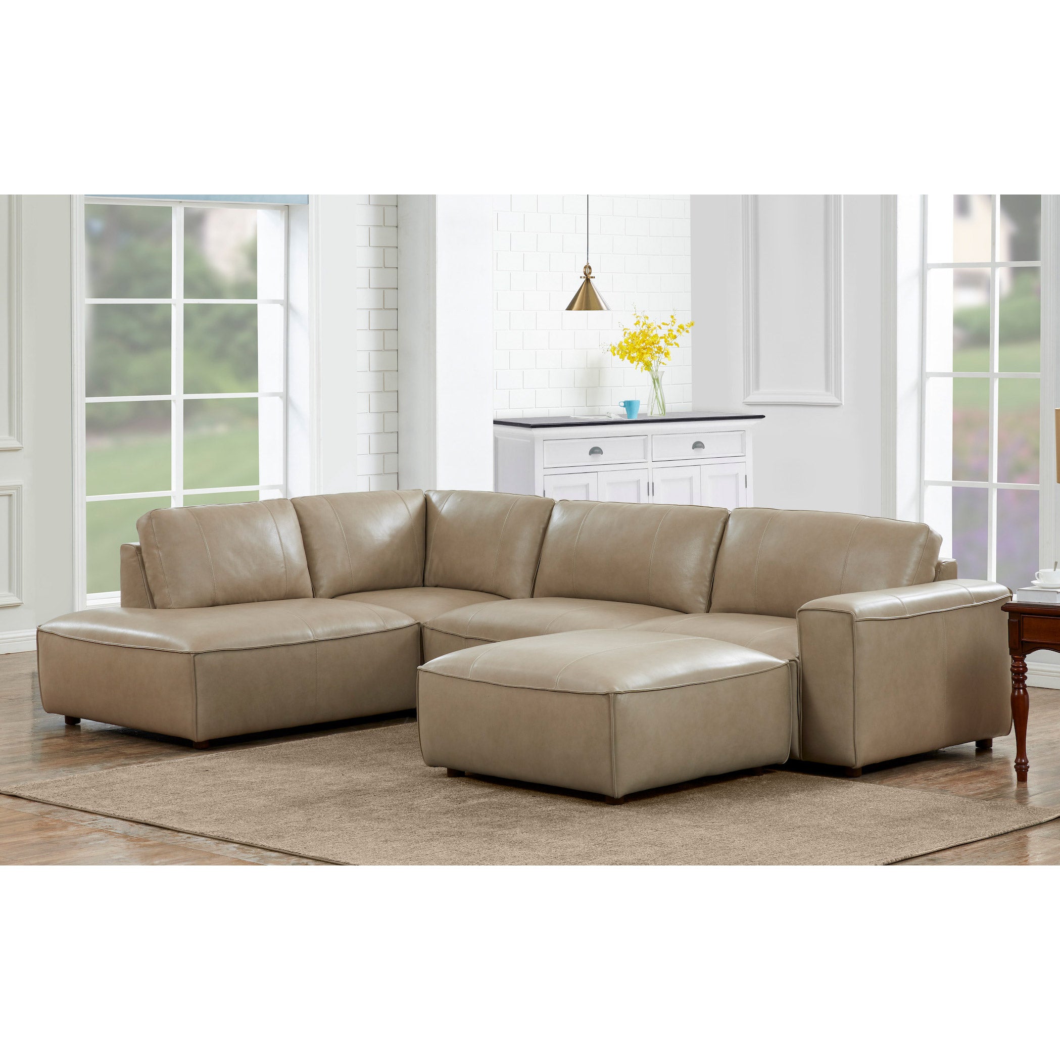 McCallis Leather Chaise Sectional