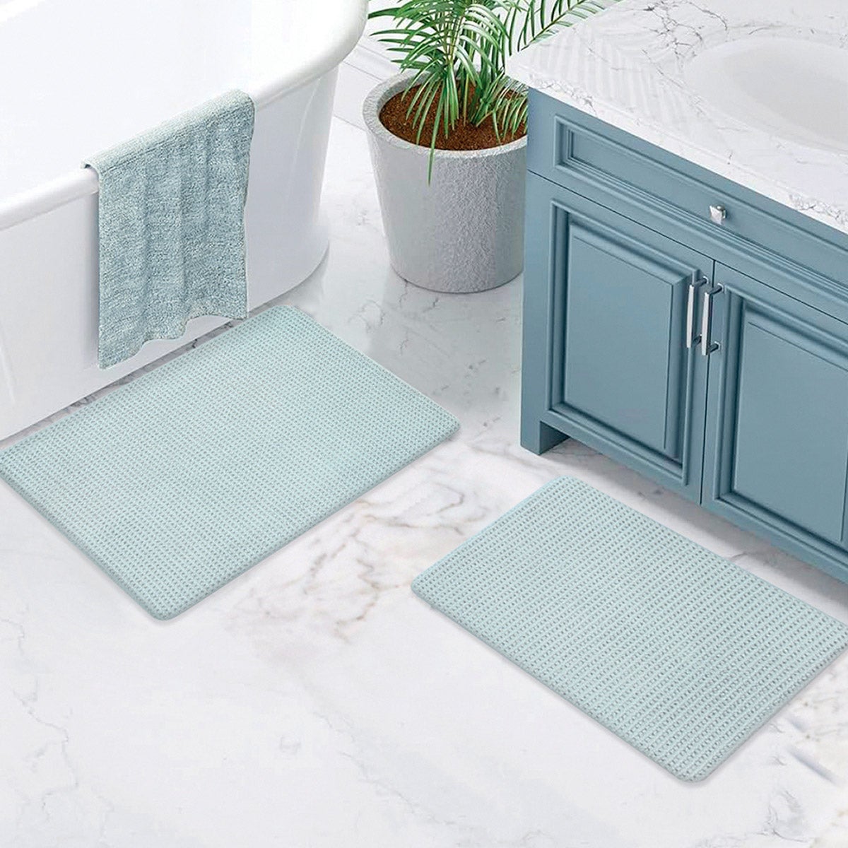 Mineral Spring Cotton Memory Foam 2-piece Bath Mat Set