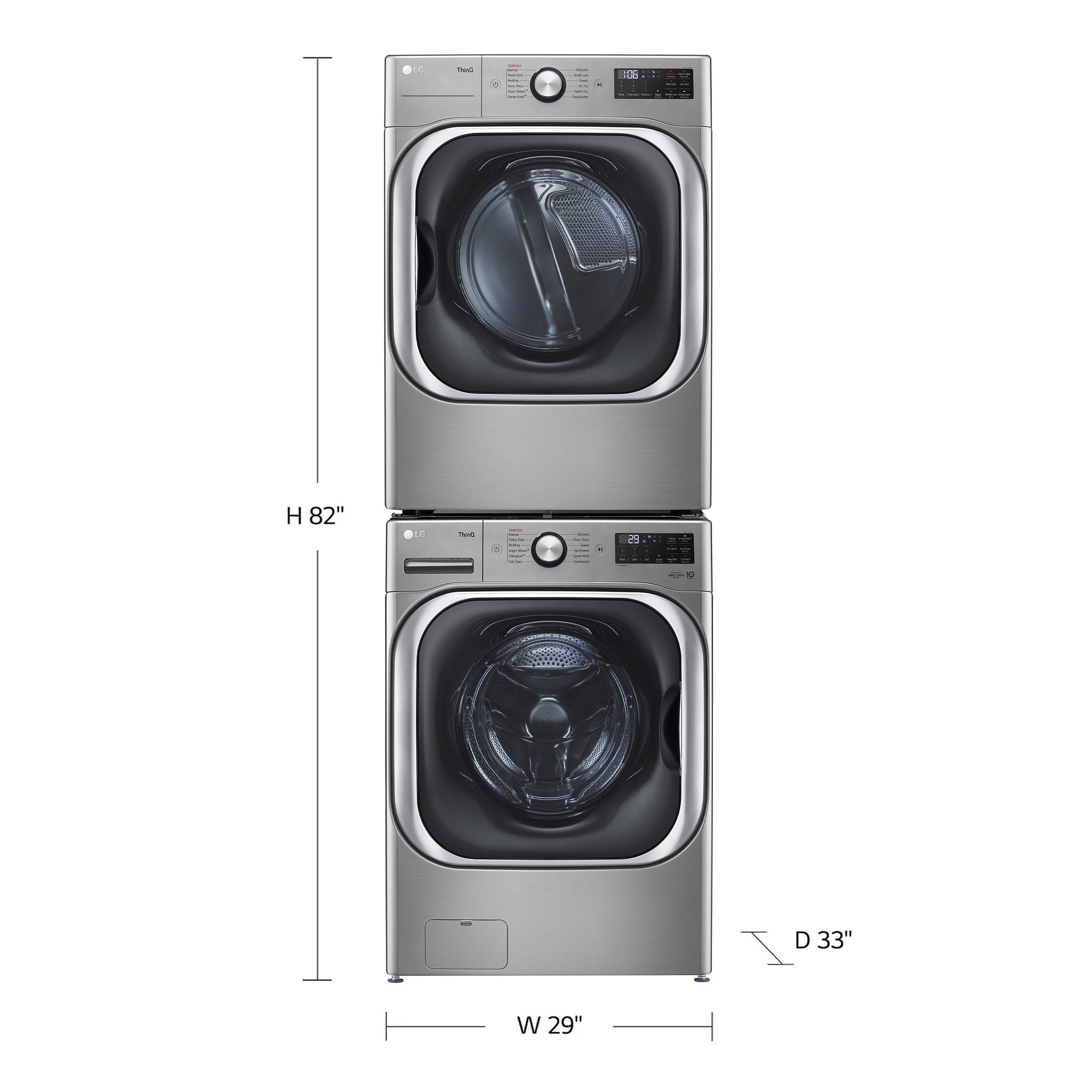 LG 5.2 cu. ft. Mega Capacity Front Load Washer and 9.0 cu. ft. Mega Capacity ELECTRIC Dryer with Built-In Intelligence with Stacking Kit