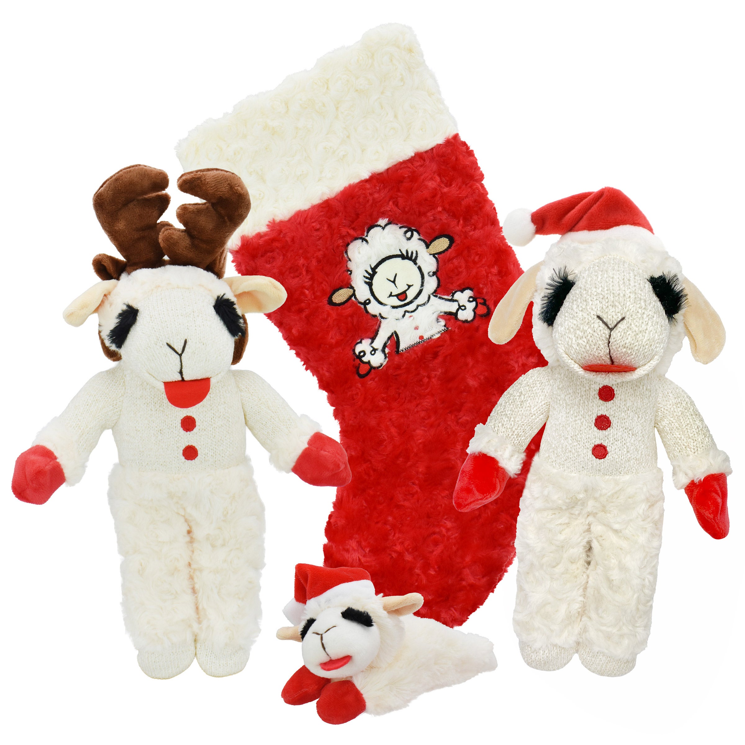 Multipet Lamb Chop 4-piece Holiday Dog Toy Set