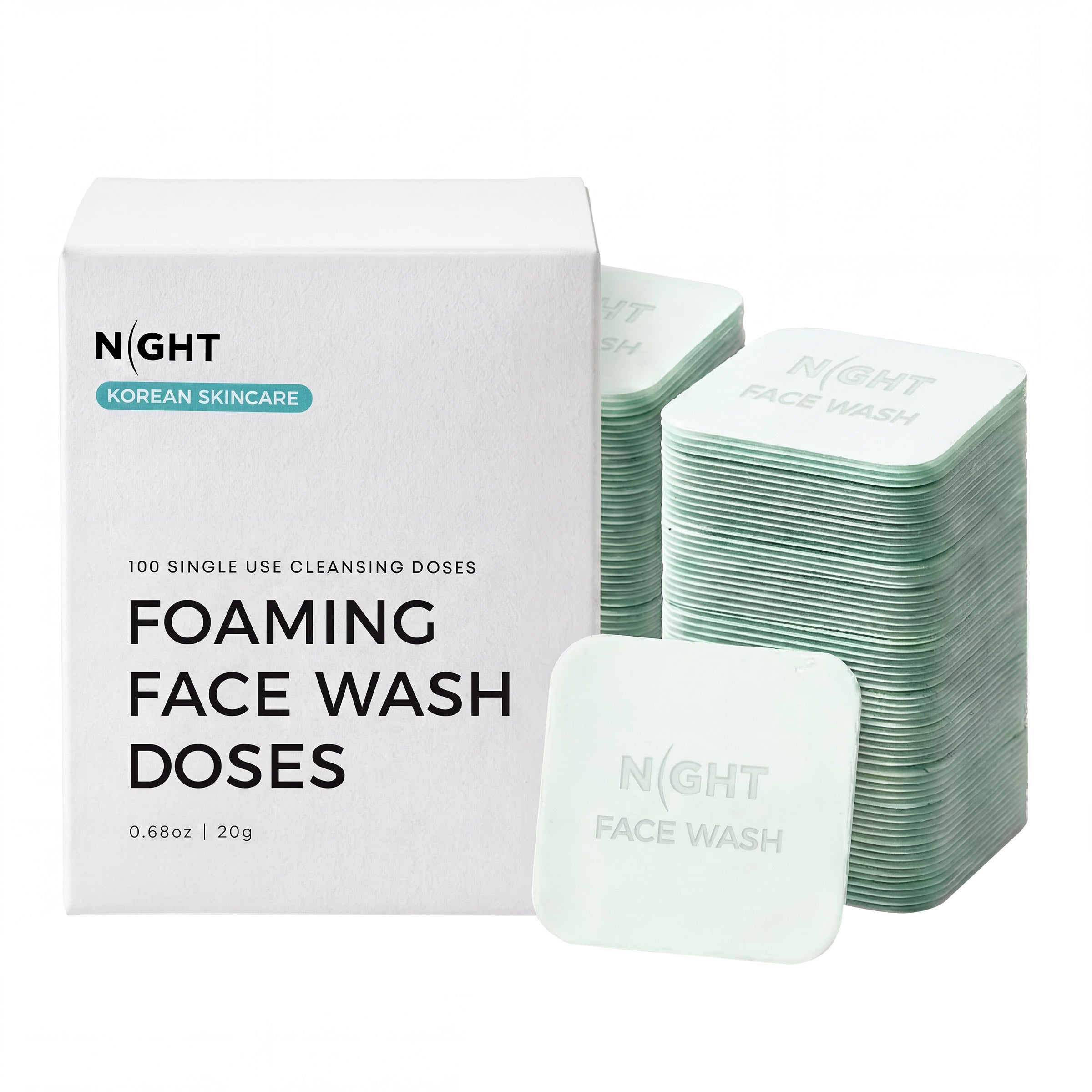 NIGHT Foaming Face Wash, Korean Skincare Cleanser, Cica + Centella, 100-count