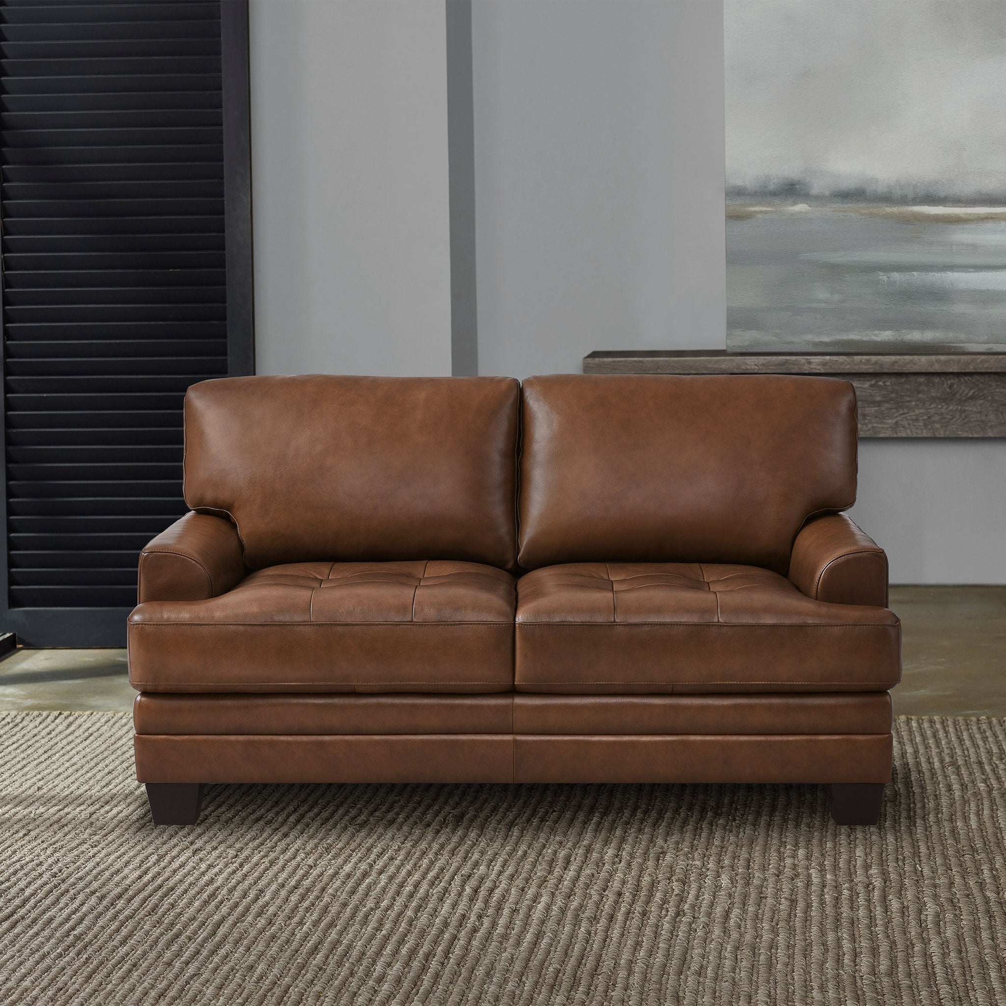 Thomasville Mitch Leather Loveseat