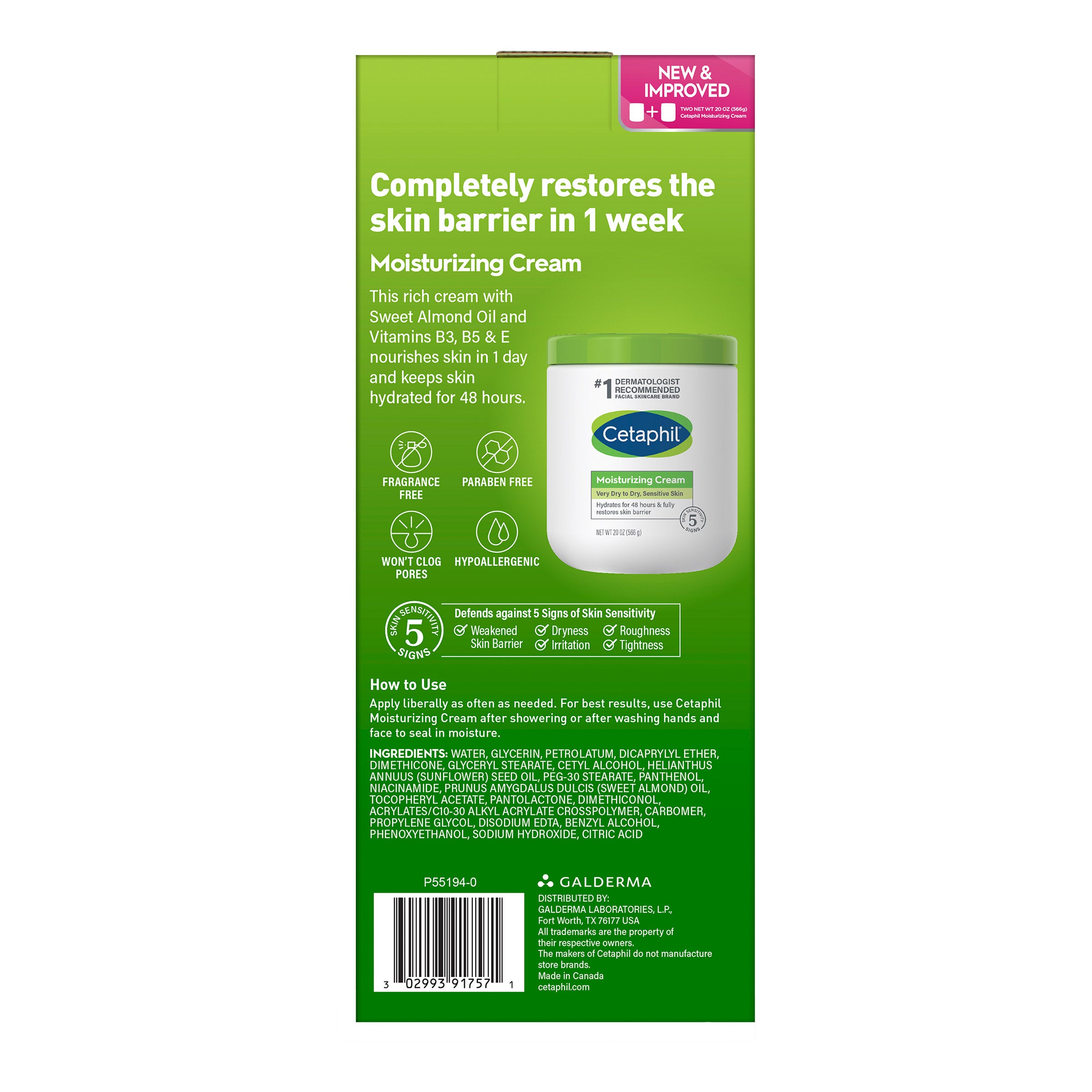 Cetaphil Moisturizing Cream 20 oz, 2-pack