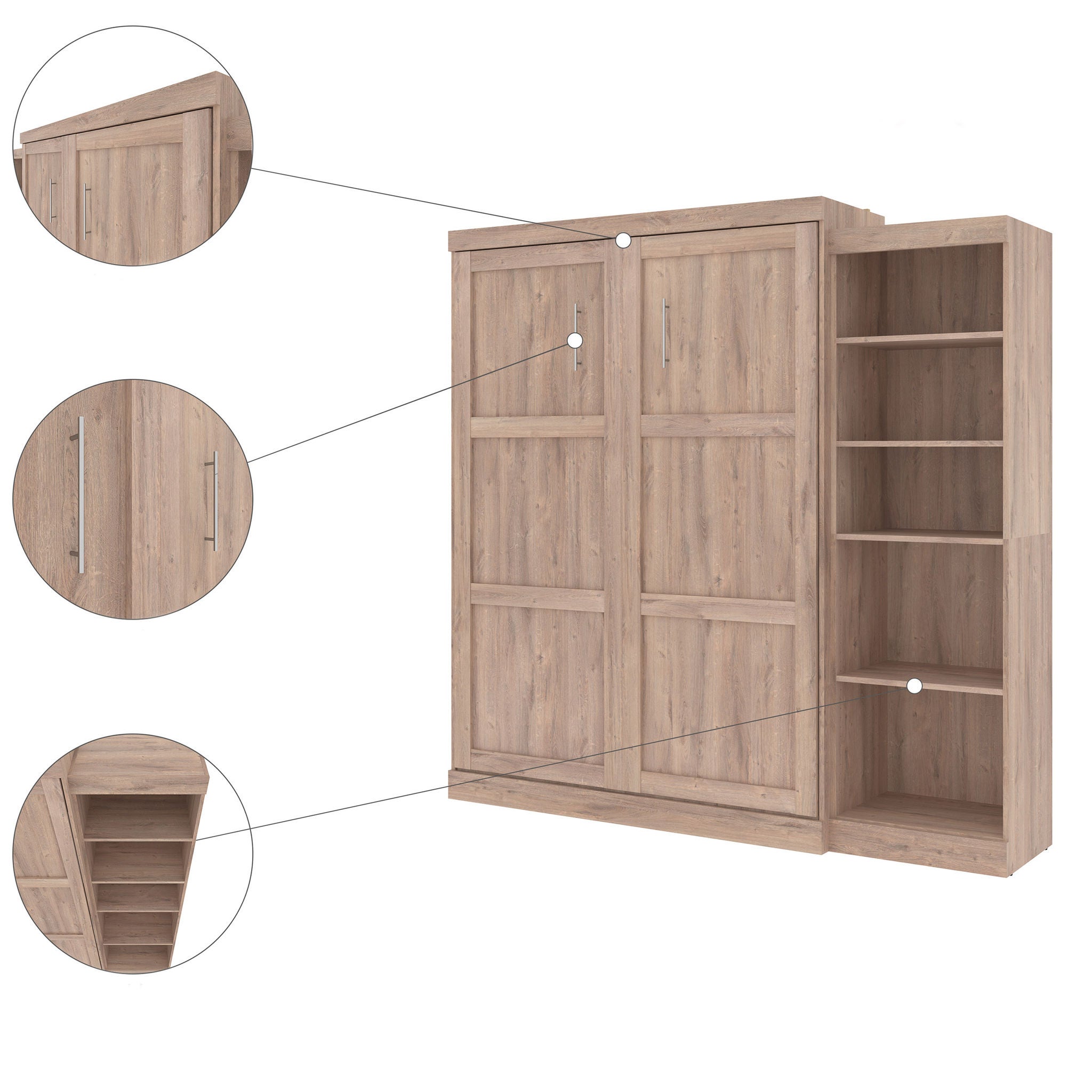 Boutique Queen Murphy Bed with Shelving Unit