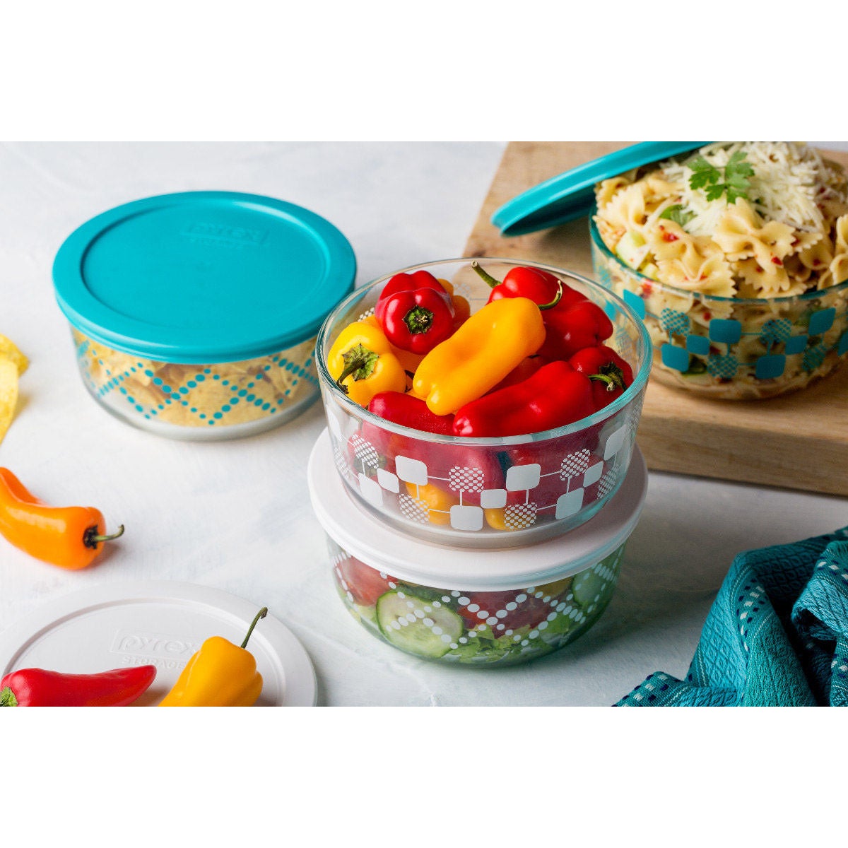 Pyrex 8-piece Decorative Glass Food Storage Set