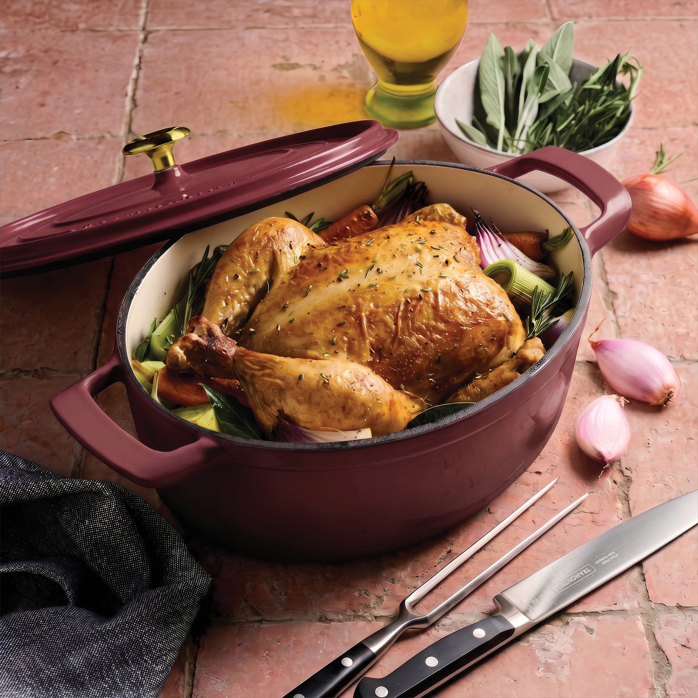 Tramontina 7-Quart Oval Enameled Cast Iron Dutch Oven