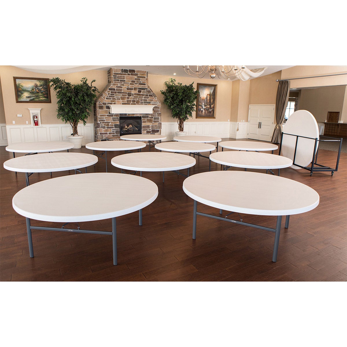 Lifetime 72" Round Table, with Cart, 12-pack