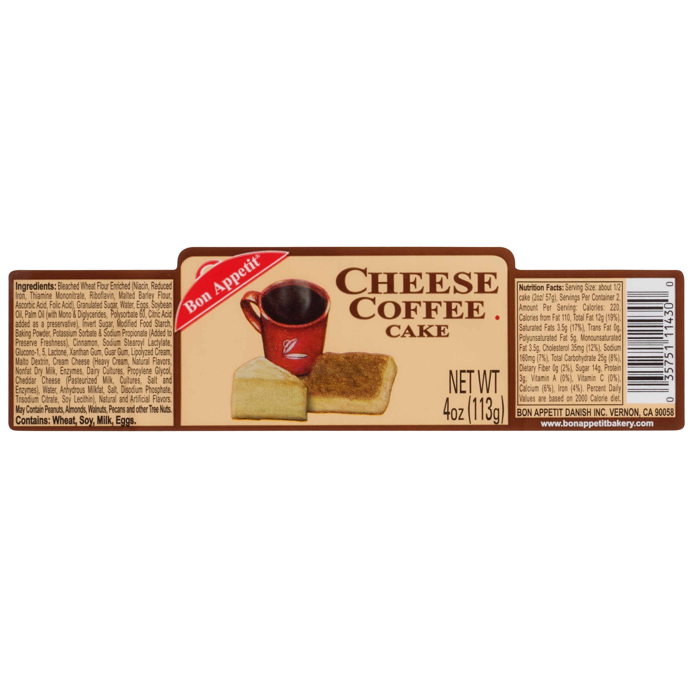 Bon Appetit, Cheese Coffee Bar Cake, 4 oz, 8-Count