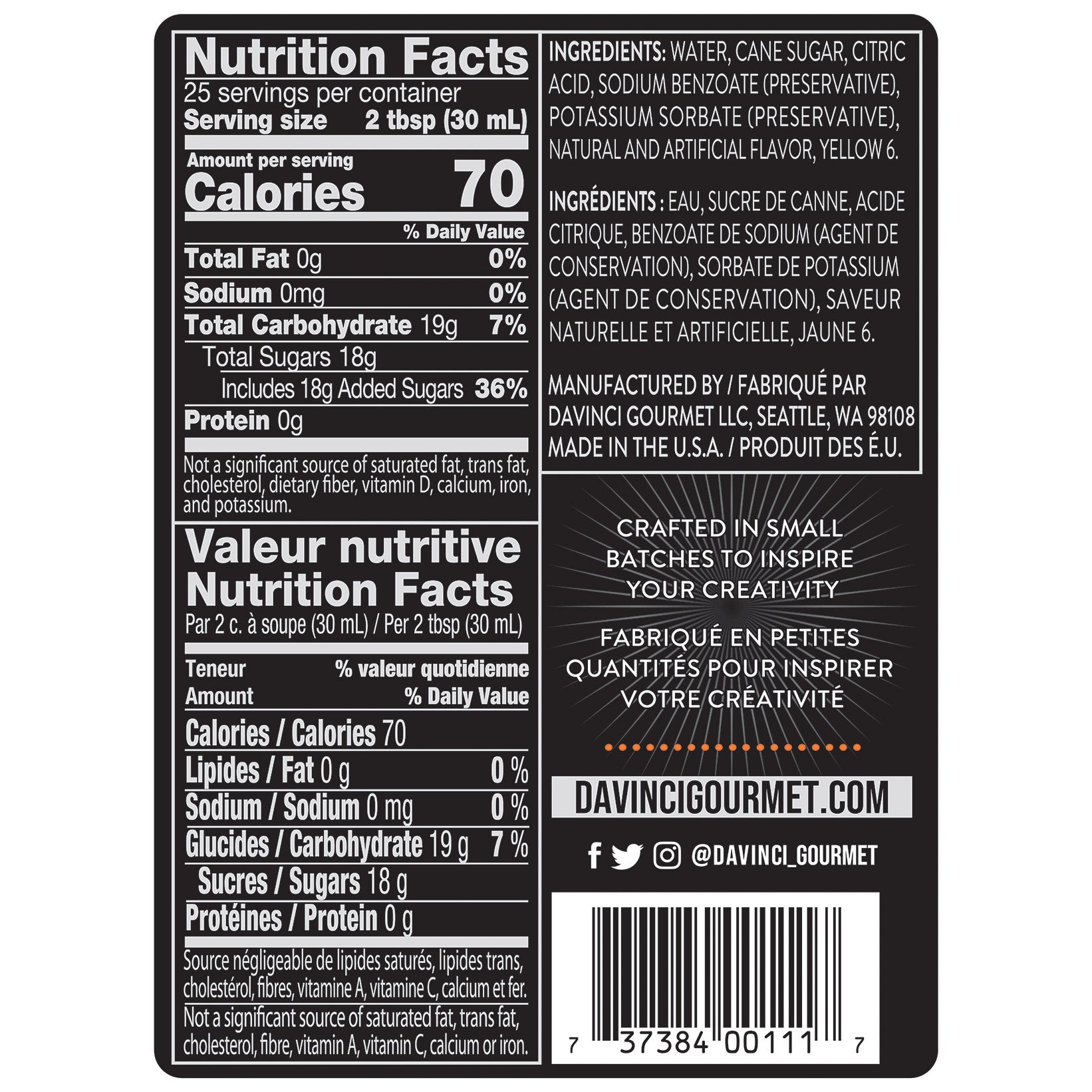 DaVinci Gourmet Peach Flavored Syrup, 25.4 fl oz