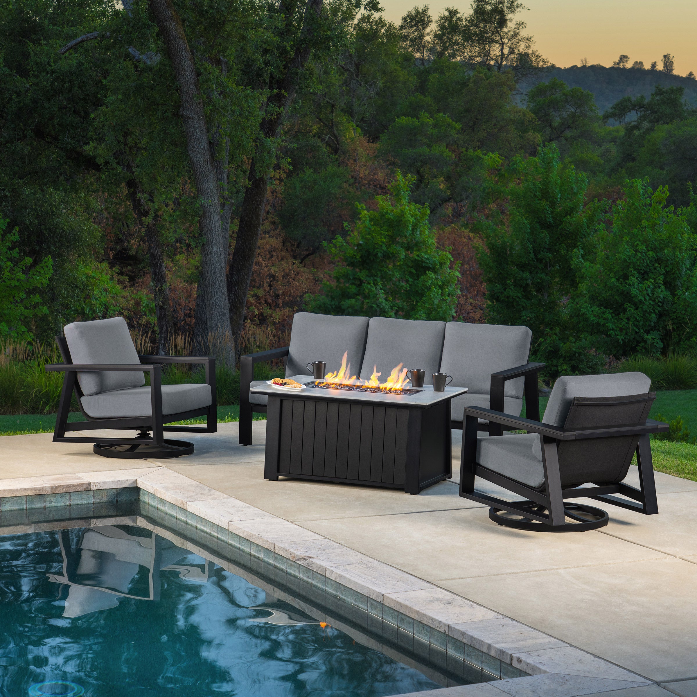 SunVilla Kosi 4-Piece Fire Outdoor Patio Seating Set