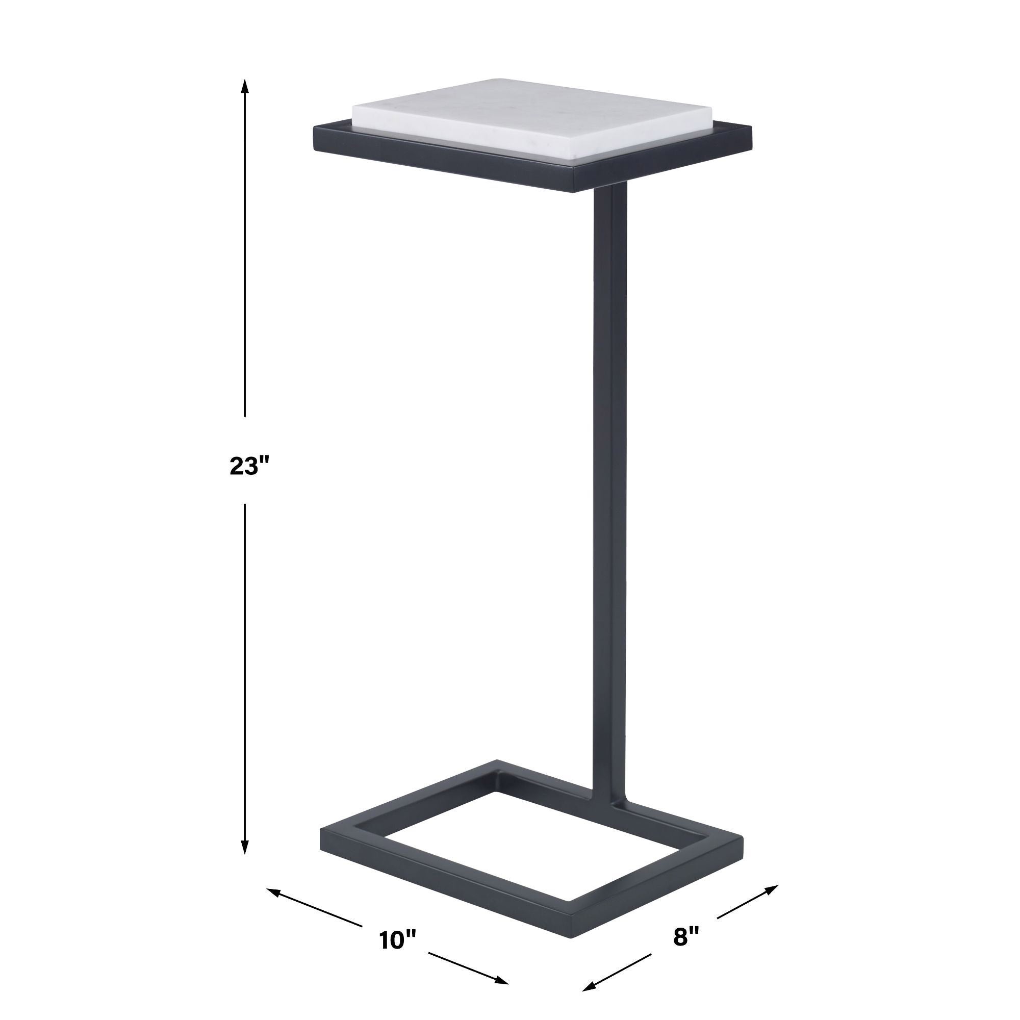 Cailin 23" Side Table, White Marble