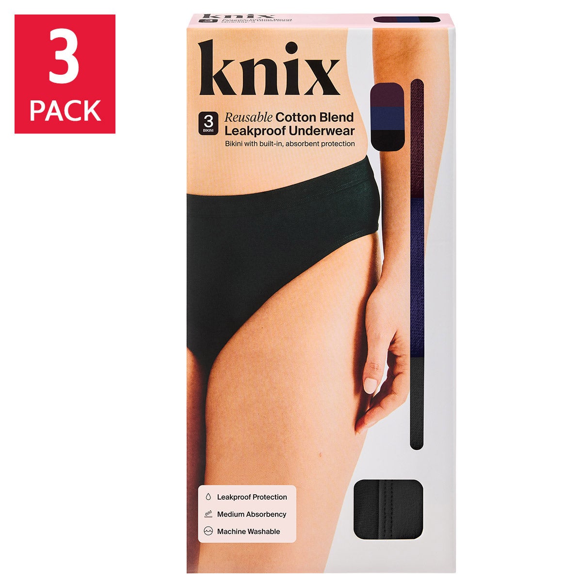 Knix Women's Cotton Blend Leakproof Underwear, 3-pack