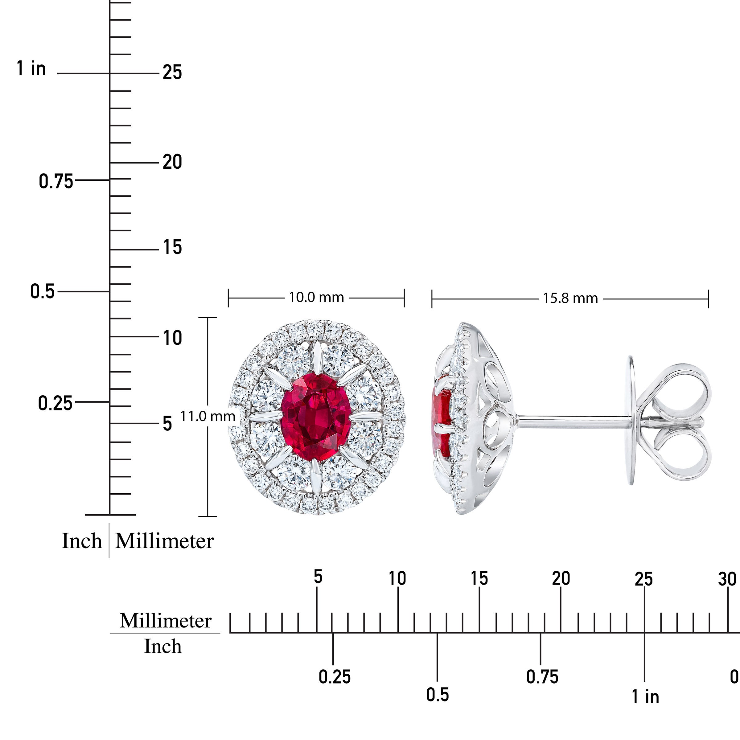 Ruby and Diamond 14kt White Gold Earrings