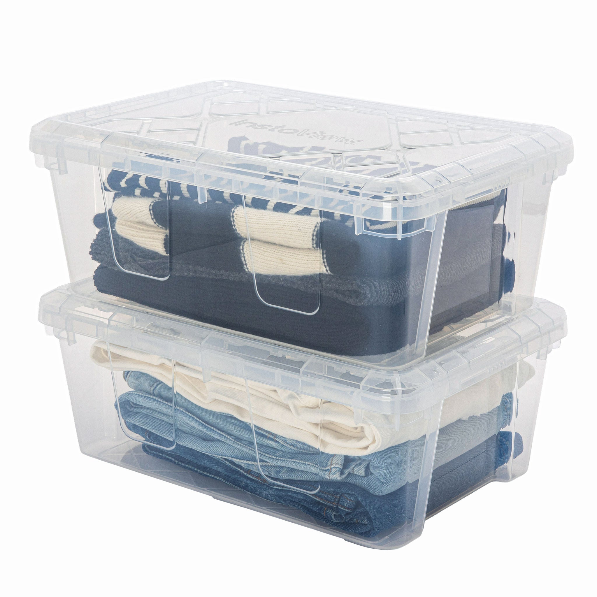 Greenmade InstaView 13 Quart Clear Plastic Stackable Storage Bins, 8-pack
