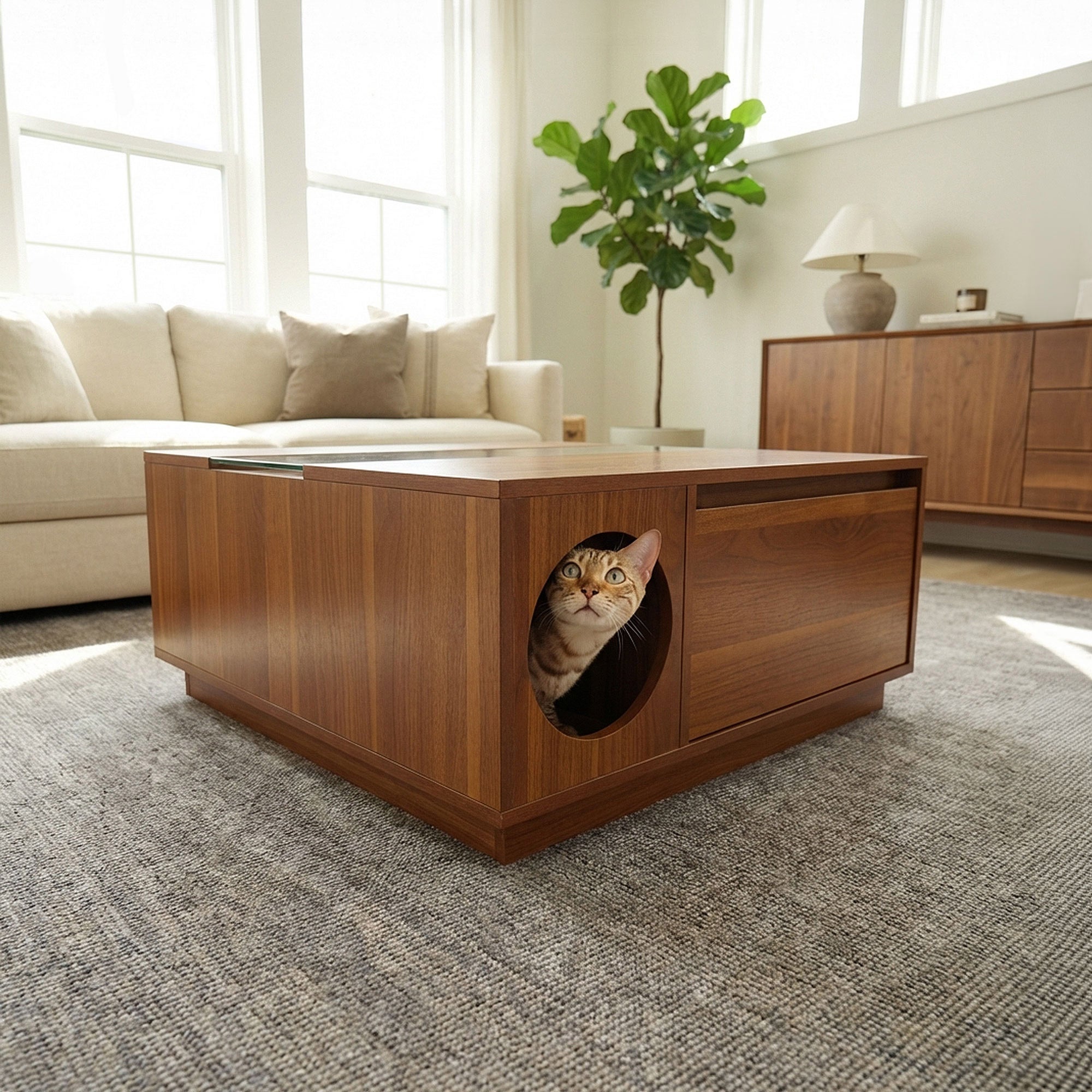 Coco Coffee Table with Hidden Pet Hideout
