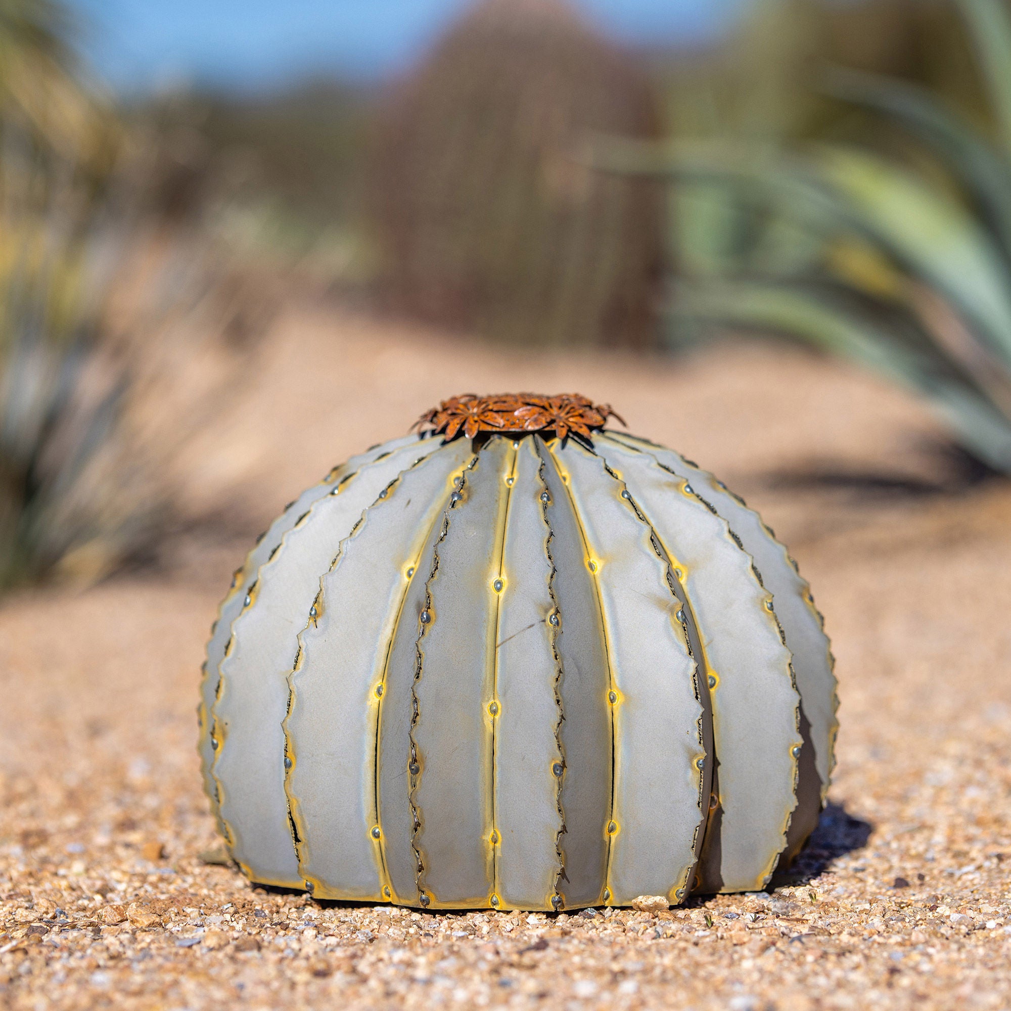 Golden Barrel Torch Sculpture by Desert Steel