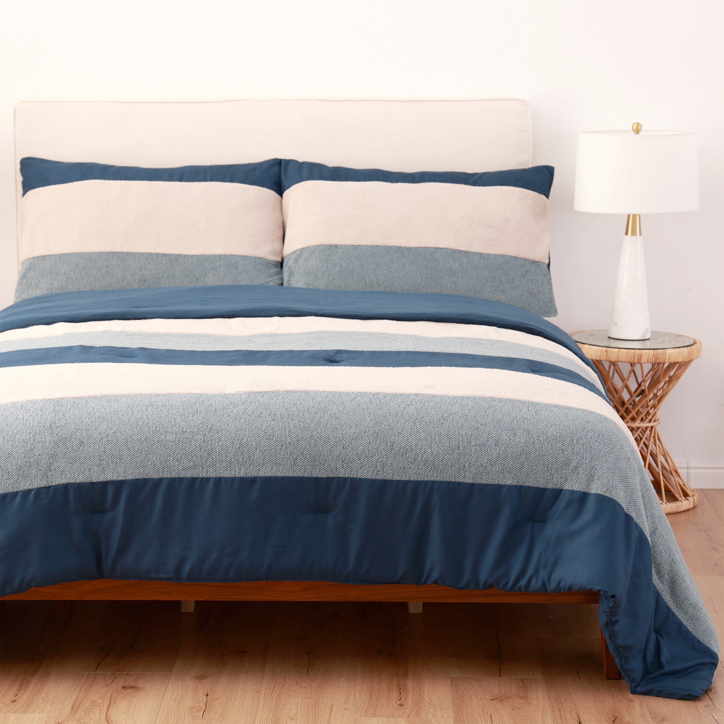 Dylan Stripe Microfiber 3-piece Comforter Set