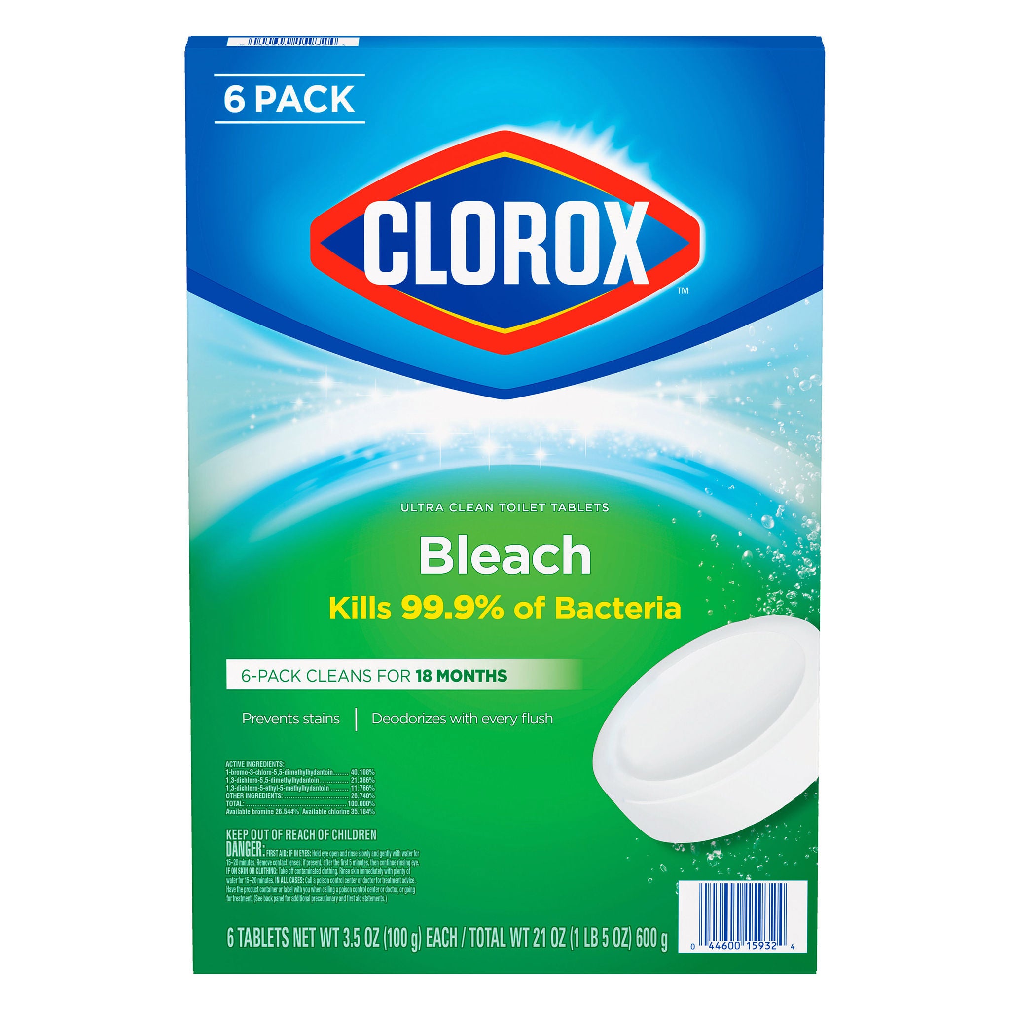 Clorox Automatic Toilet Bowl Cleaner Tablets with Bleach, 6-count