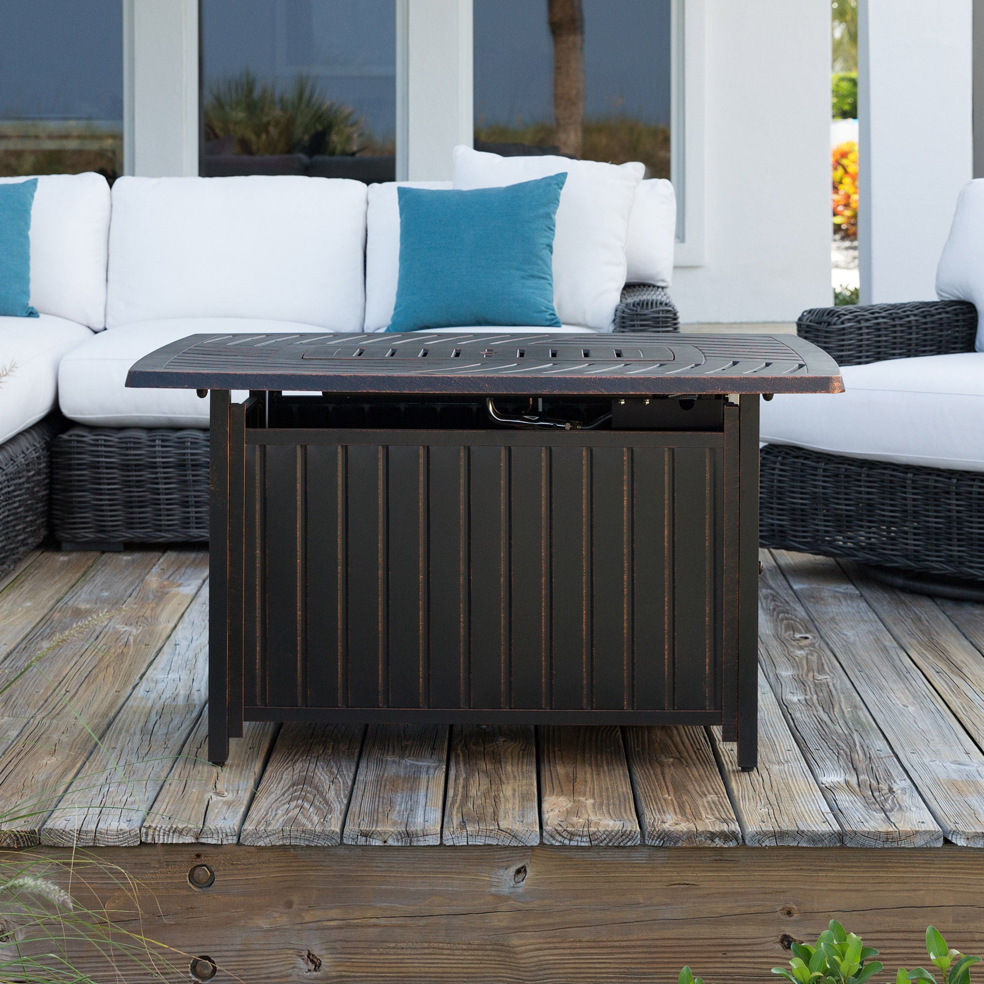 Bravos Rectangle Aluminum Gas Fire Pit