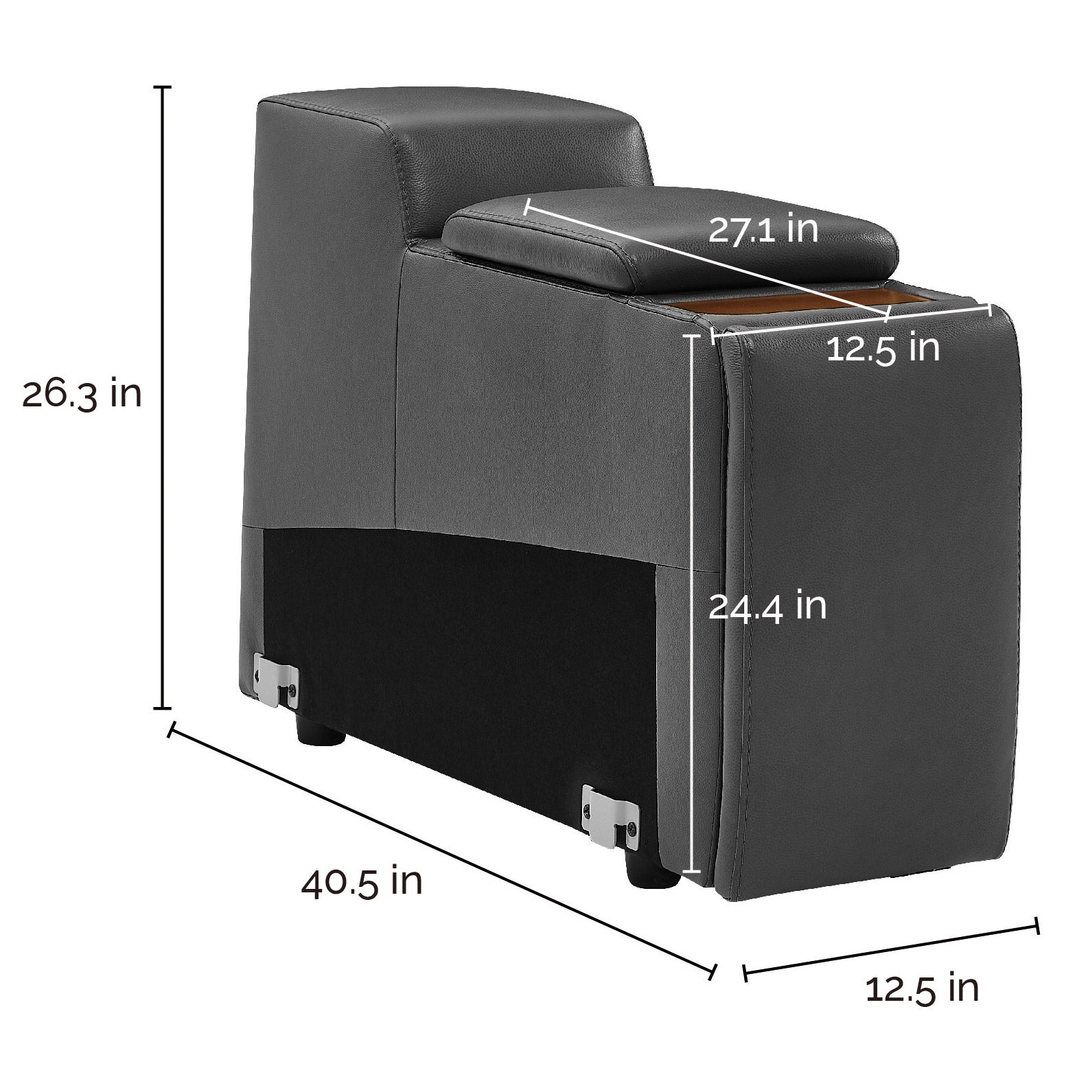 Karson Storage Console With Hidden Cupholders, Gray