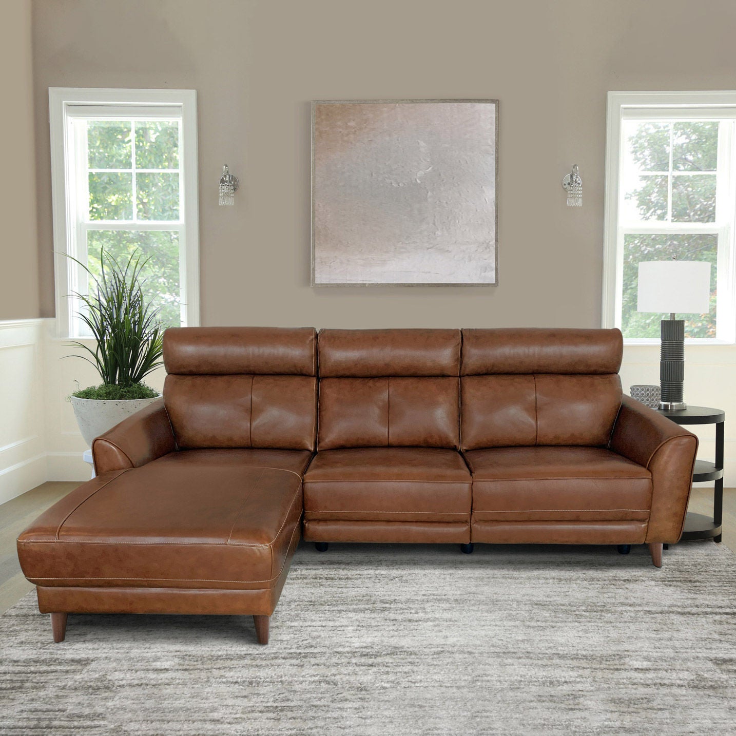 Brevin Leather Power Reclining Sectional