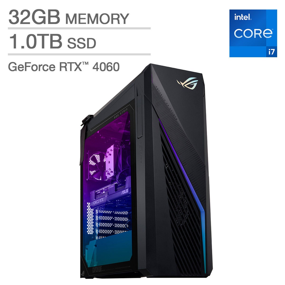 ASUS ROG Strix G16CHR Gaming Desktop - 14th Gen Intel Core i7-14700F (20-Core) - GeForce RTX 4060, 8GB - Windows 11