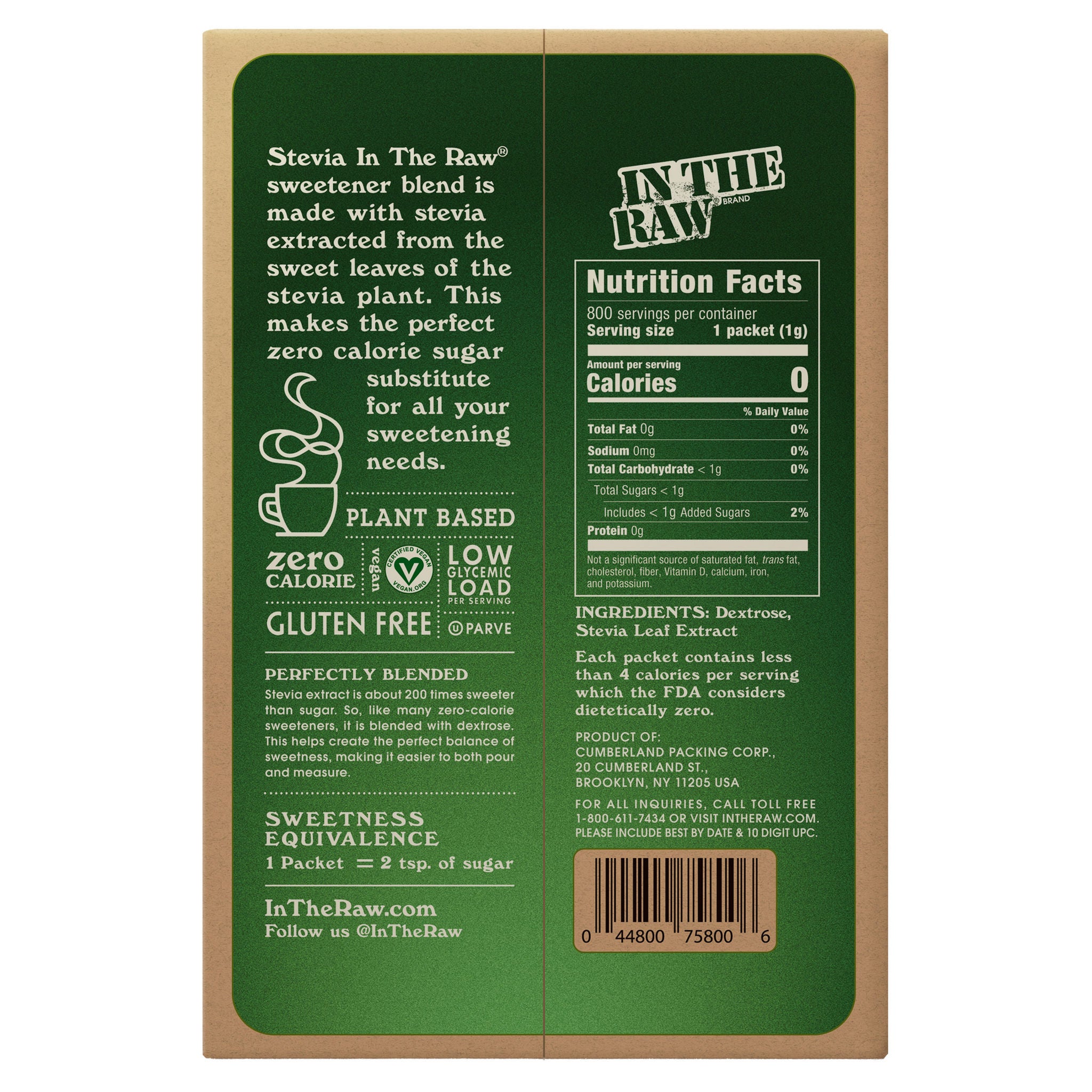 Stevia in the Raw Zero Calorie Sweetener, 1 g, 800-count