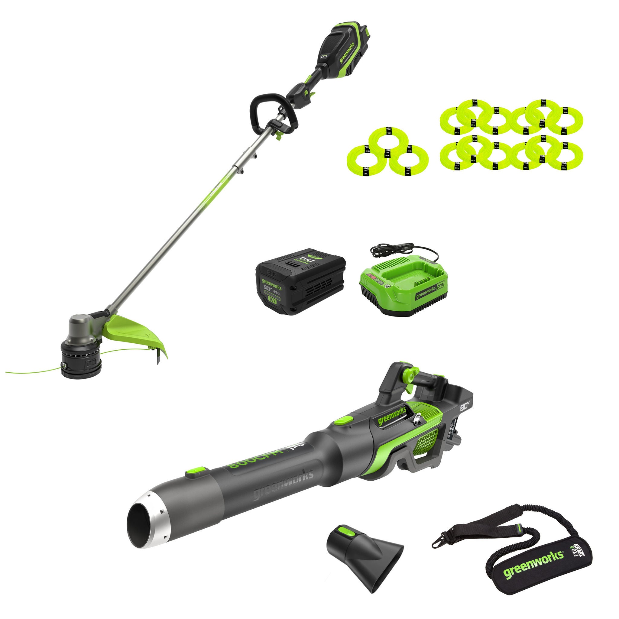 Greenworks 80V 800CFM Blower and 17” Trimmer Combo Kit​