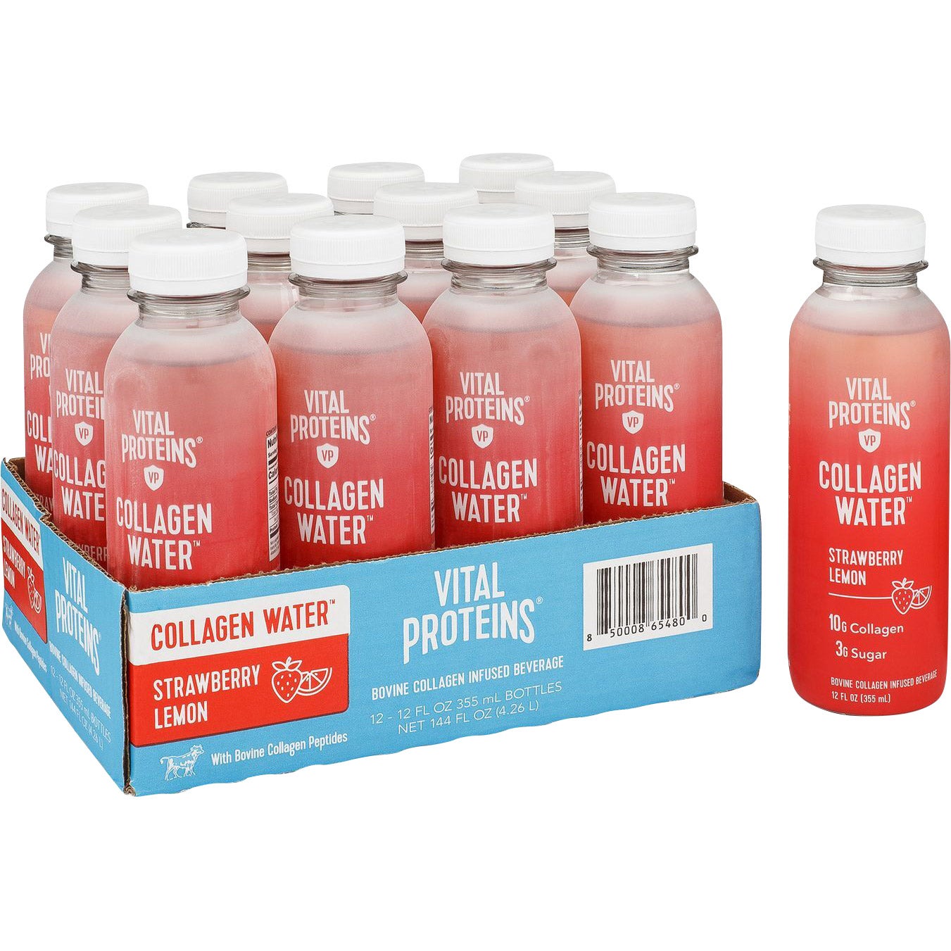 Vital Proteins Collagen Water, Strawberry Lemon, 12 oz, 12 ct