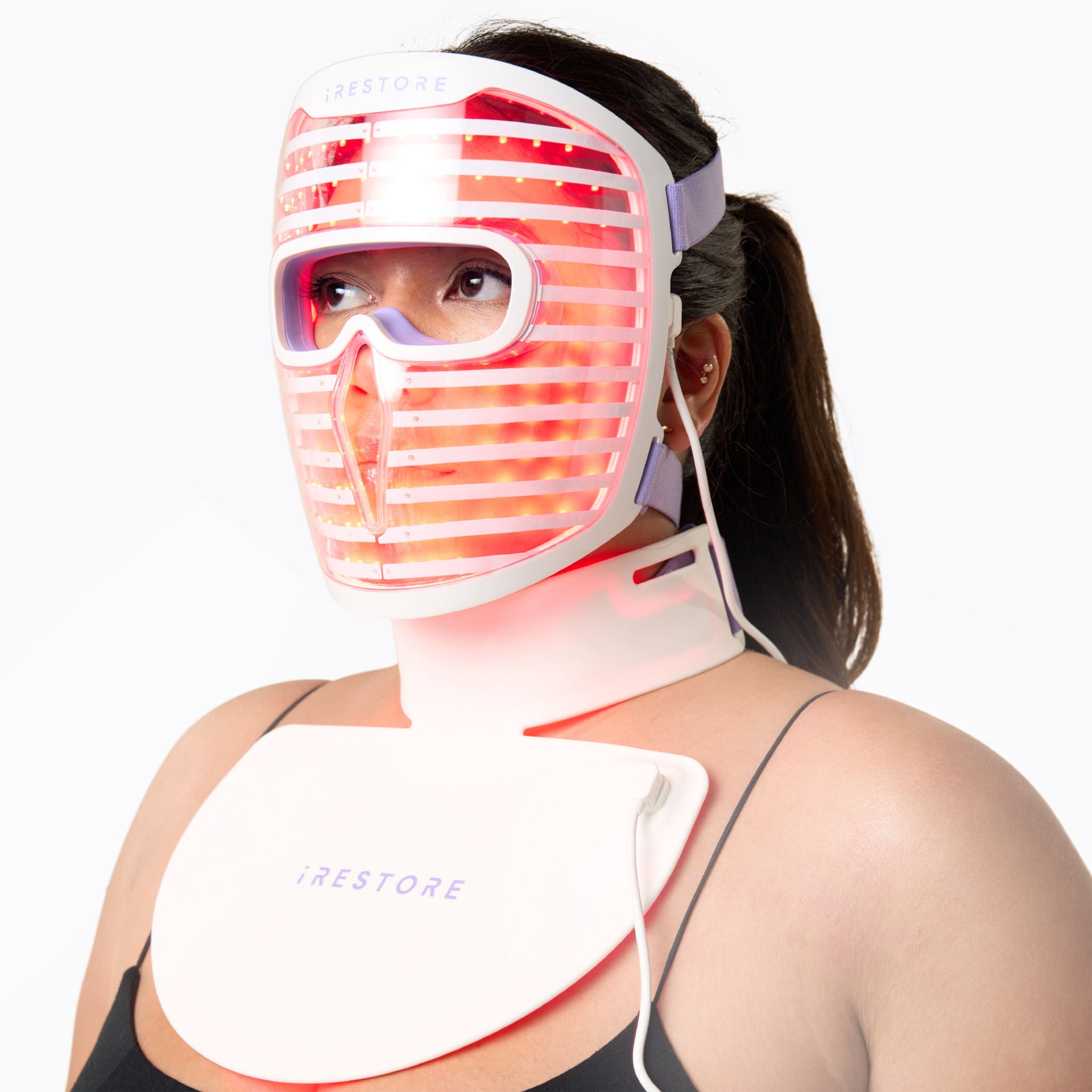 iRESTORE LED Red Light Therapy Face Mask with Neck and Chest Device, Anti-Aging