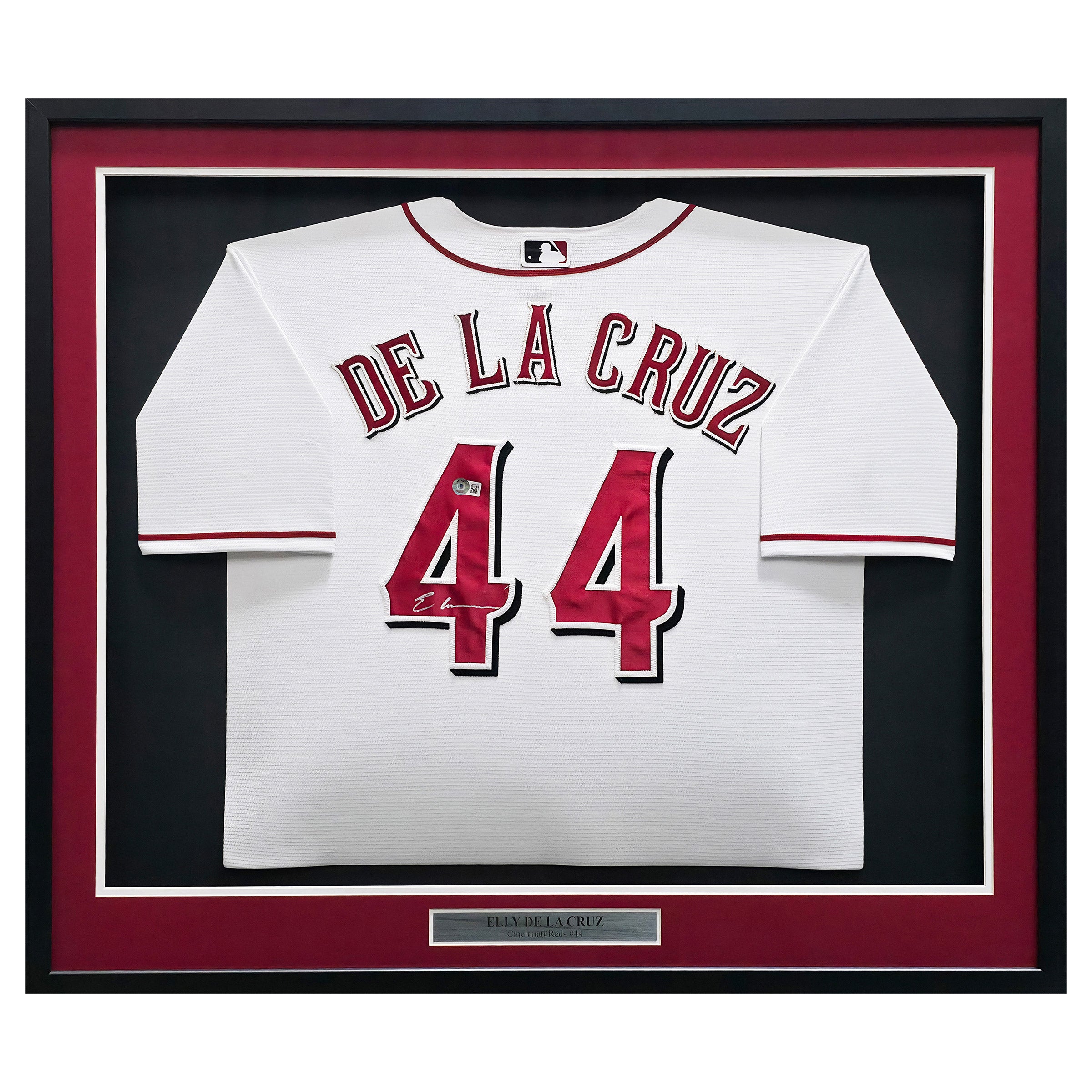 Elly De La Cruz Autographed Framed White Nike Cincinnati Reds Jersey - Beckett Authenticated