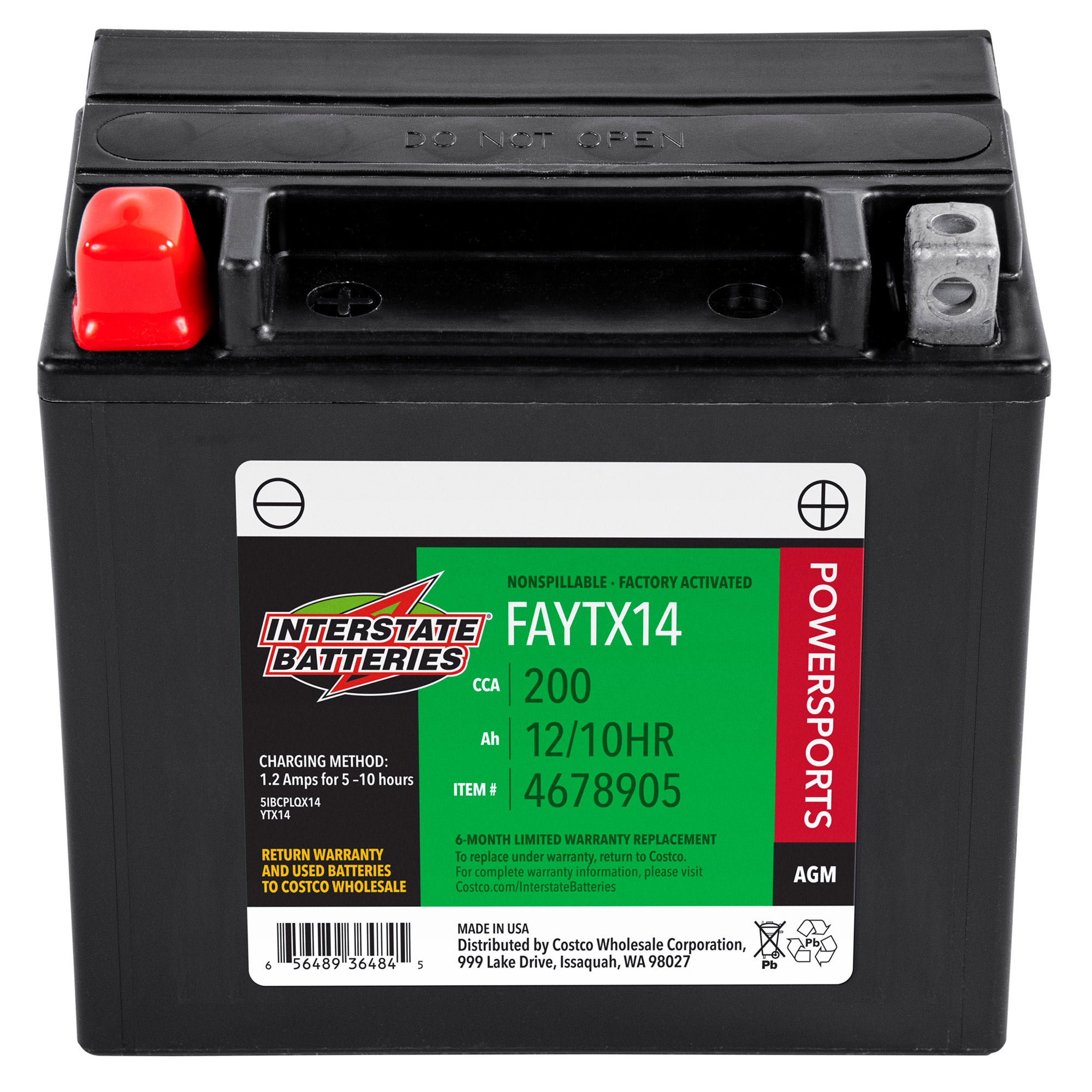 Interstate Batteries Powersport AGM Battery FAYTX14