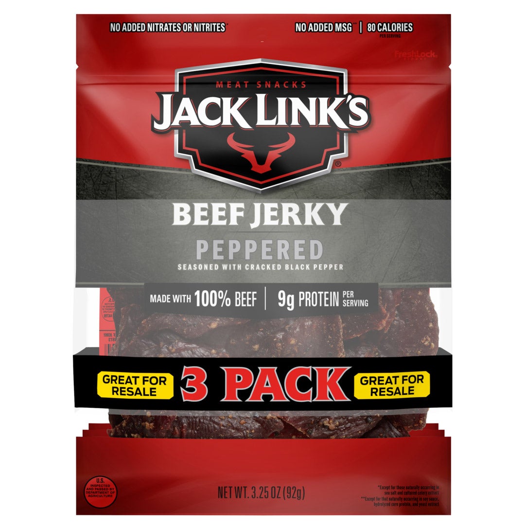 Jack Link's Beef Jerky, Peppered, 3.25 oz, 3-count